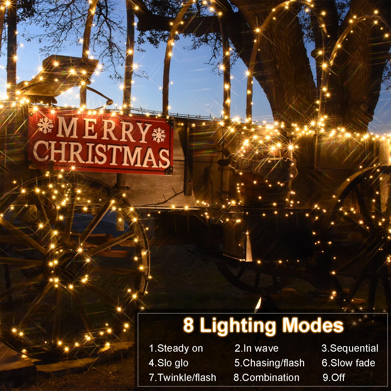 Echosari [2 Pack Battery Operated Christmas Lights 16Ft Green Wire 50 Led Fairy String Light With Remote, Timer, 8 Modes, Dimmable For Indoor Outdoor Xmas Tree Wedding Party Decoration (Warm White)