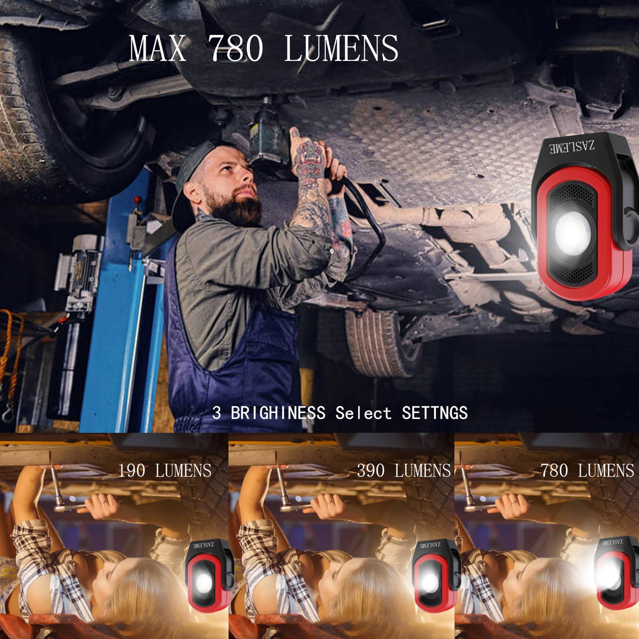 Zasleme Upgrade 780 Lumens Little Cyclopia Led Rechargeable Work Light,Rechargeable Magnetic Work Light,Usb Rechargeable Work Li