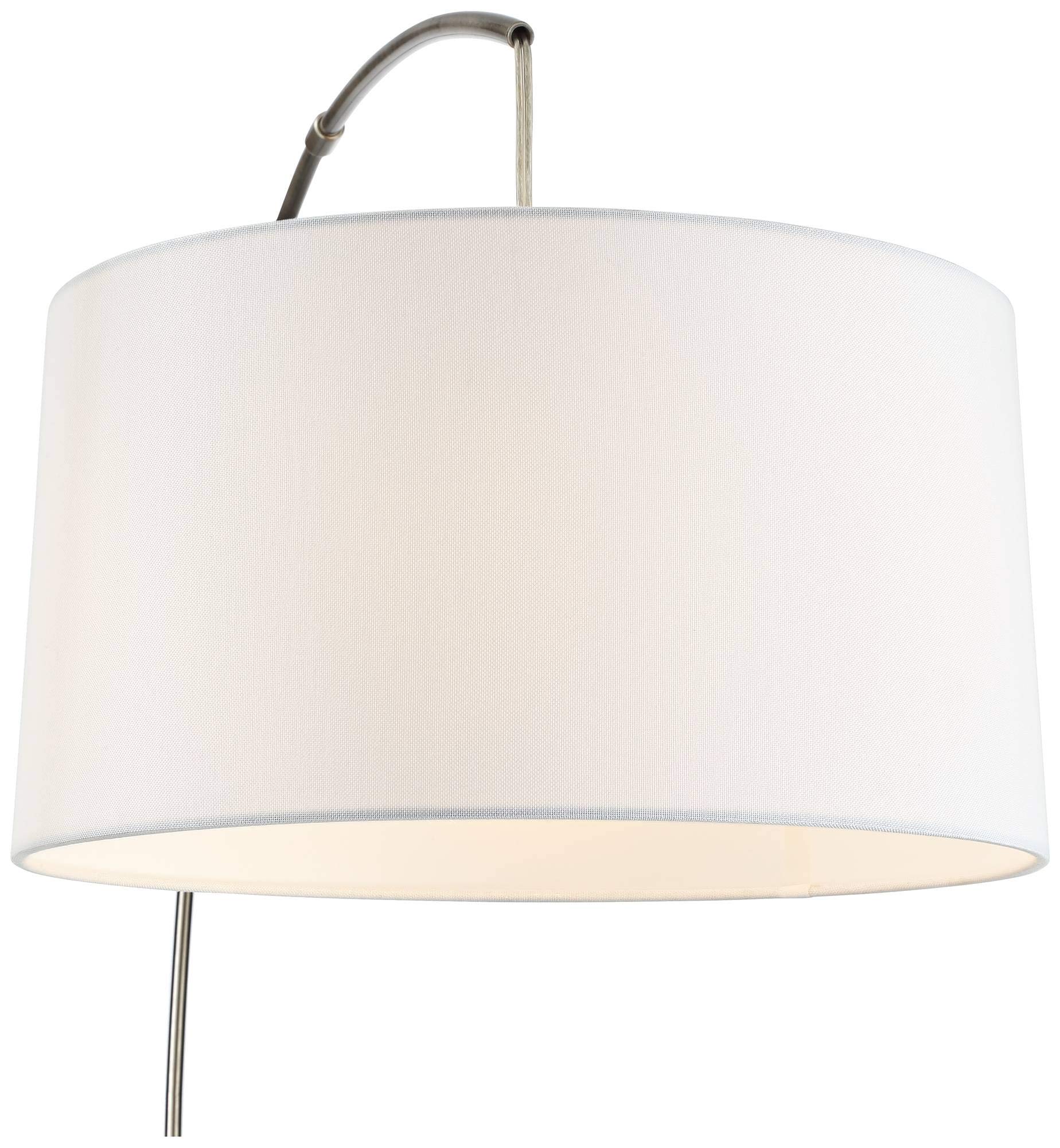 360 Lighting Modern Arched Floor Lamp 72in Tall Brushed Nickel Silver Off White Linen Shade, Model 35F53