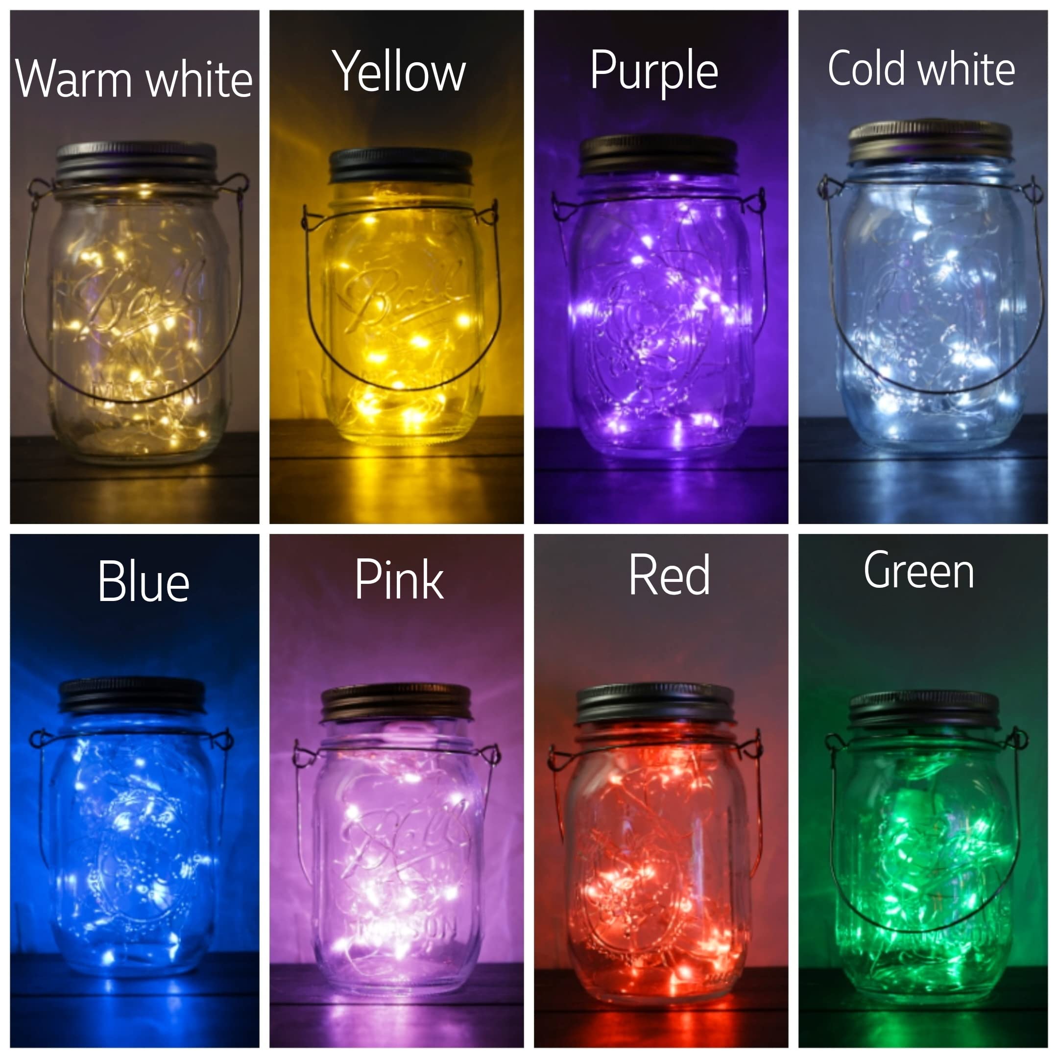 Cynzia 30Led Solar Mason Jar Lights, 8 Pack Jar Lid String Lights (No Jars), Waterproof Fairy Firefly Light For Garden, Patio, O