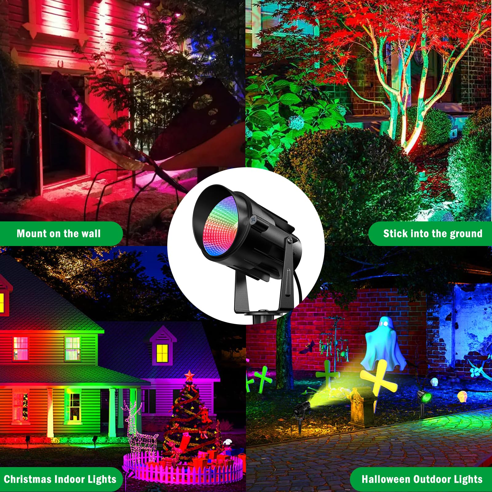 Spot Lights Outdoor Rgb Spotlight Outdoor 12W Color Changing Landscape Lights With Remote Control Outdoor Spotlight For Decorati