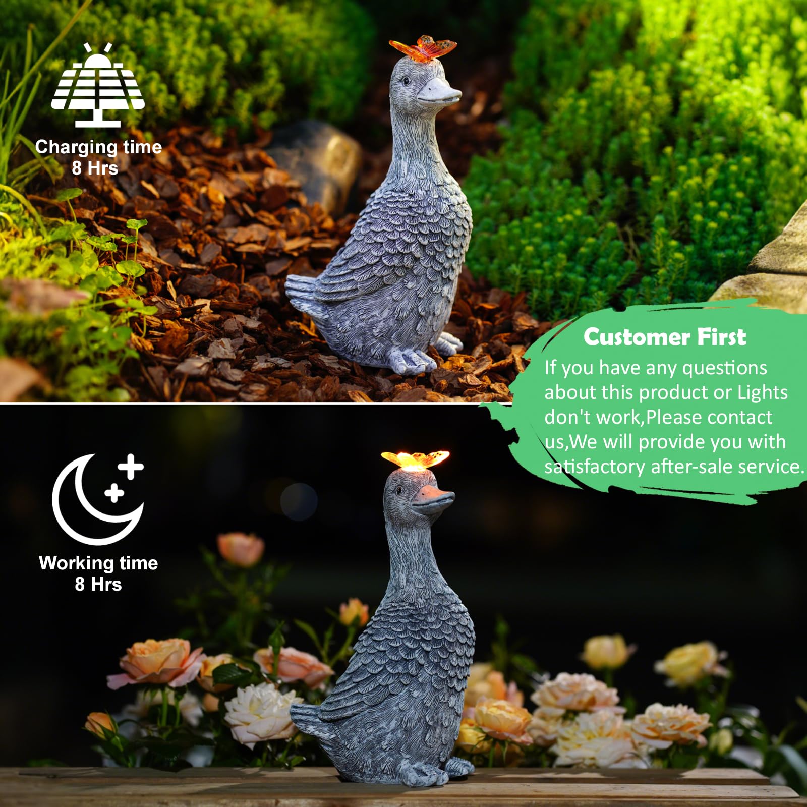 Fashionoda Solar Garden Statue Goose Figurine - Outdoor Decoration With Butterfly For Garden Yard Lawn Home Decor Outside : Unique Gifts For Mom Grandma
