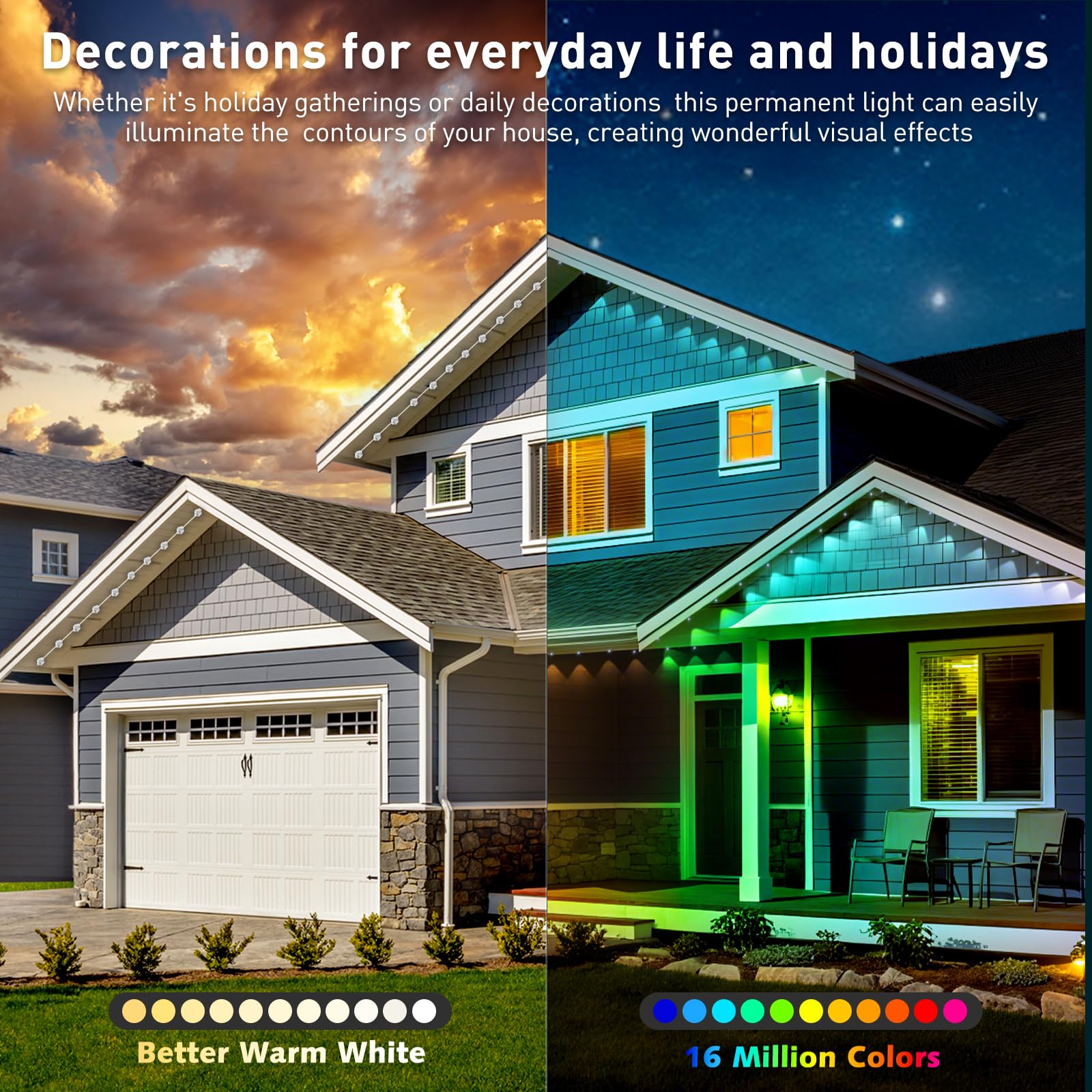 INZIDOL 100FT RGB Outdoor Lights, IP67 Waterproof, Smart Control, Holiday & Daily Use, Model OT-RGB-WY