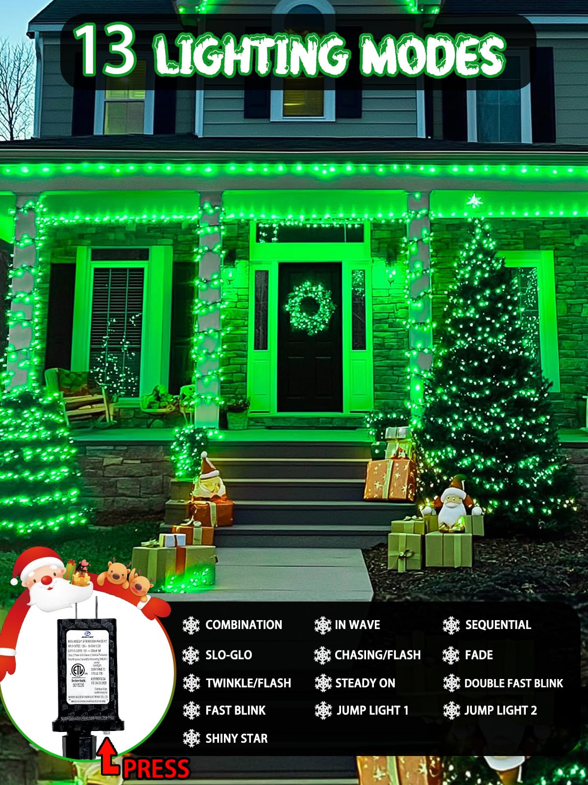 240 Led 78Ft C6 Christmas String Lights  Super Long Christmas Lights Outdoor Indoor With 13 Modes & Timer  Waterproof Fairy Twinkle Light Plug In For Tree Garden Party Xmas Decorations (Green)