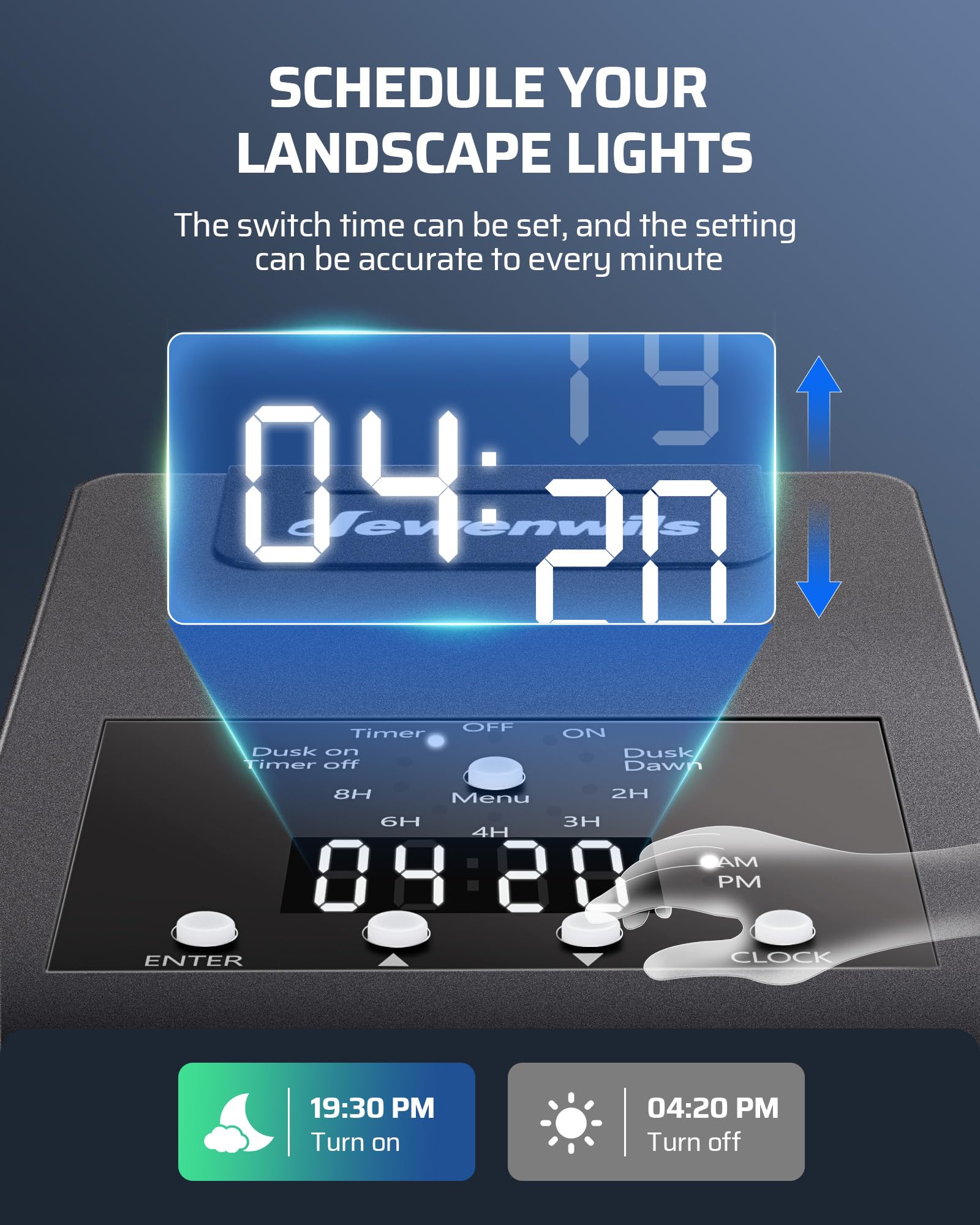 Dewenwils 120W Low Voltage Transformer With Photocell Sensor & Timer, 120V Ac To 12V Dc, Weatherproof Landscape Lighting Transfo