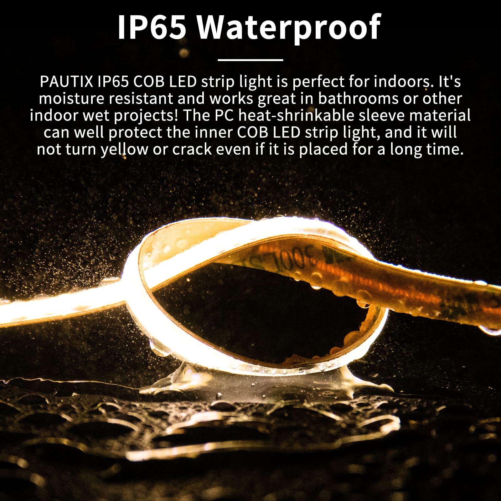 Cob Led Strip Warm White 3000K Ip65 Dc12V,Pautix 18Ft/5.5M 2772Leds Cri90+ Flexible Led Tape Lights For Cabinet Engineering Home