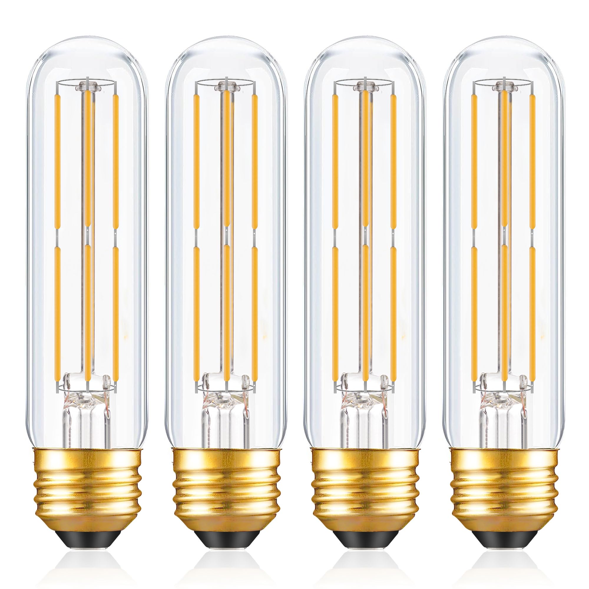 PADMO LUDAZ Dimmable E26 T10 LED Bulb 6W, Warm White 2700K, Glass, 5 Inch, 4 Count