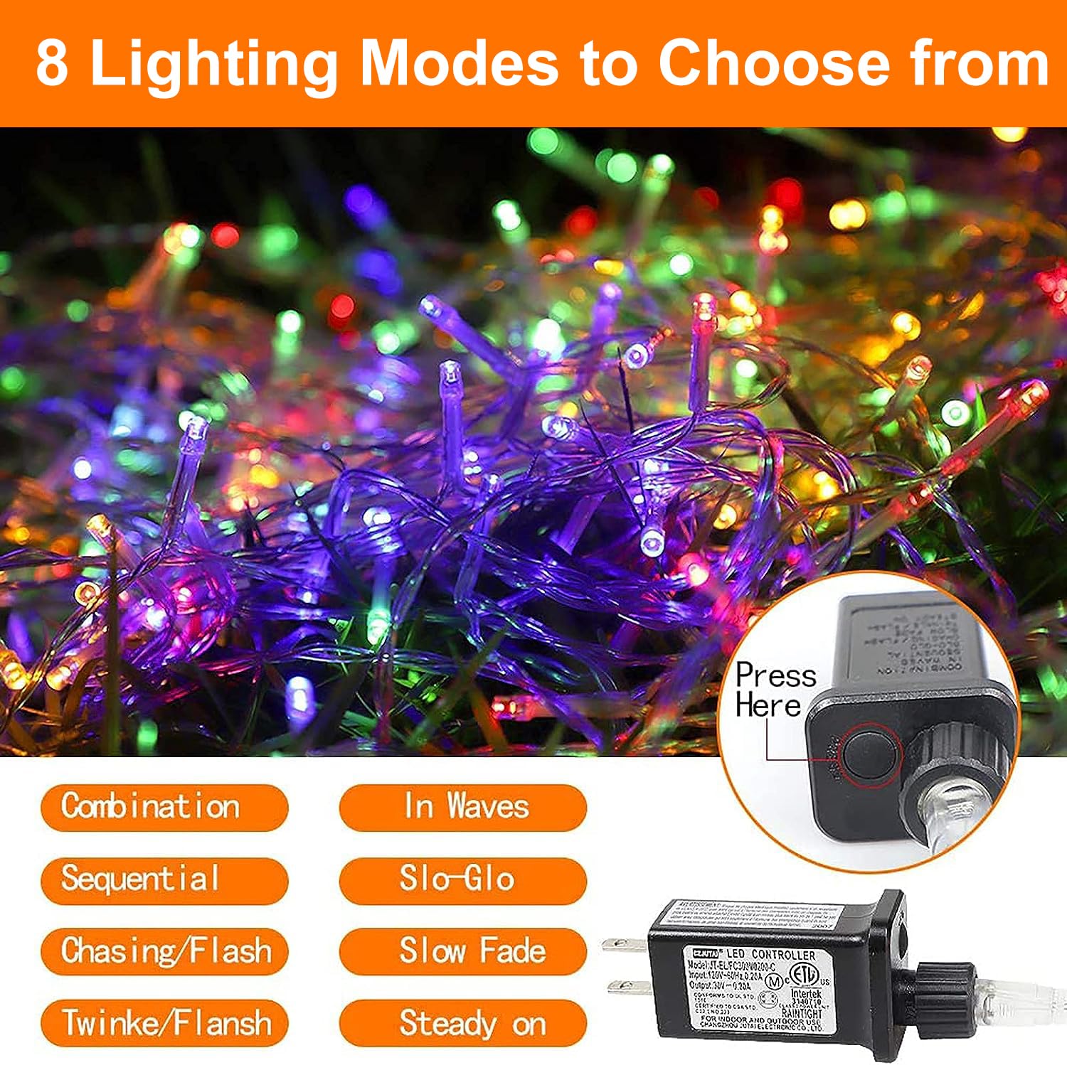 Cerflyer Christmas Decoration Lights, 320 Led Outdoor String Lights With Star Topper, 11.5 Ft