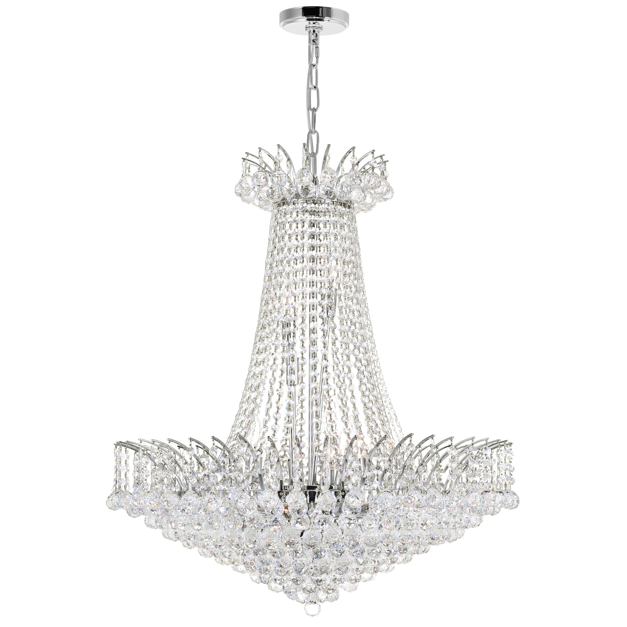 CWI Lighting Posh 22 Light Down Transitional Metal Chandelier in Chrome