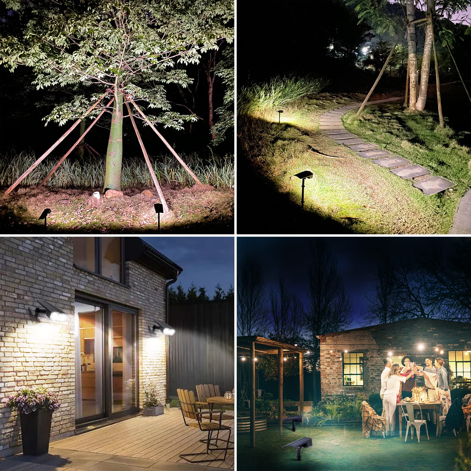 Daoneg Bright Solar Spot Lights, Waterproof Led Outdoor Motion Sensor, 3 Modes, 2 Pack