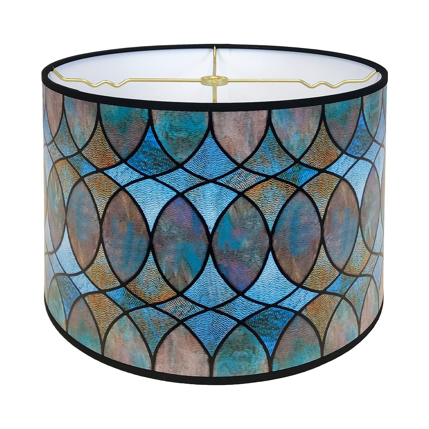 Royal Designs, Inc. Trendy Decorative Handmade Drum Shade, Made in USA, 12in, HBC-8041-12, Cool Hues