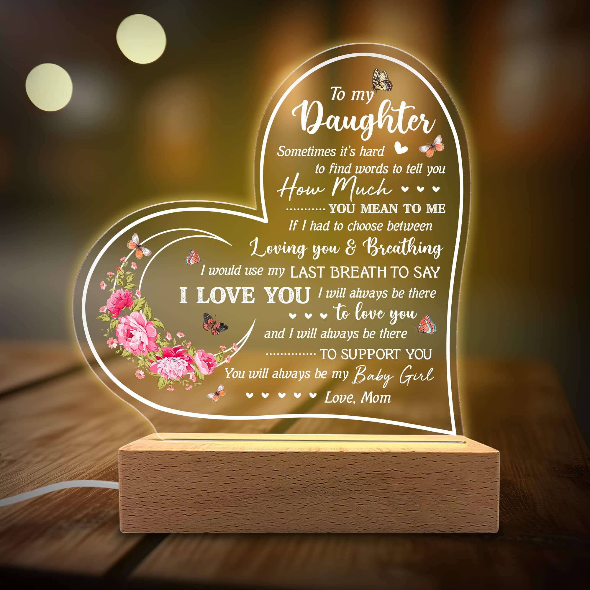 KITCHENVOY Acrylic Night Light - Sentimental Gifts for Daughter, To My Daughter, Model KITCHENVOY-NL001