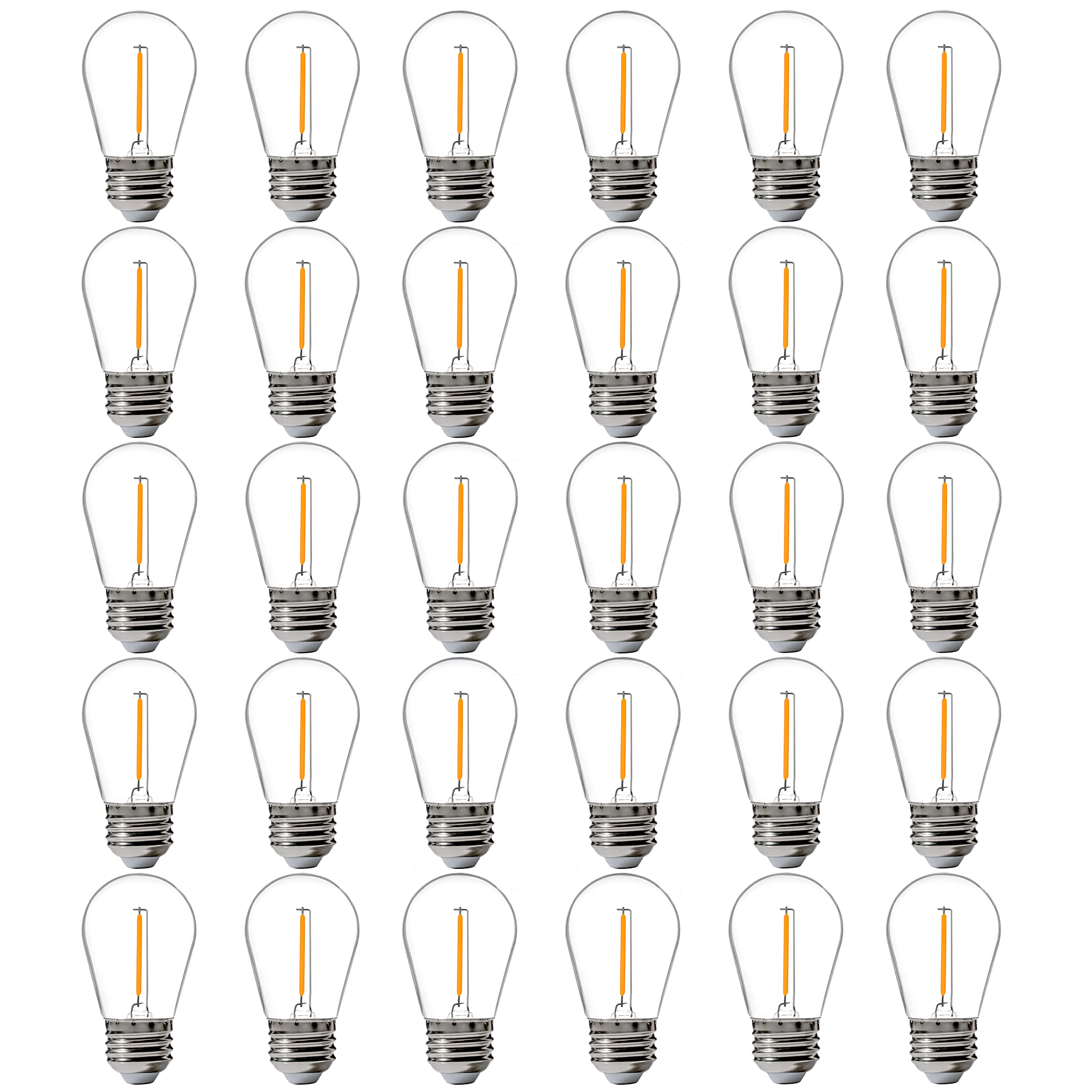 FLSNT 30 Pack LED S14 Replacement Bulbs for String Light, Outdoor LED Light Bulbs, E26 Base, 2200K Warm White, Non-Dimmable