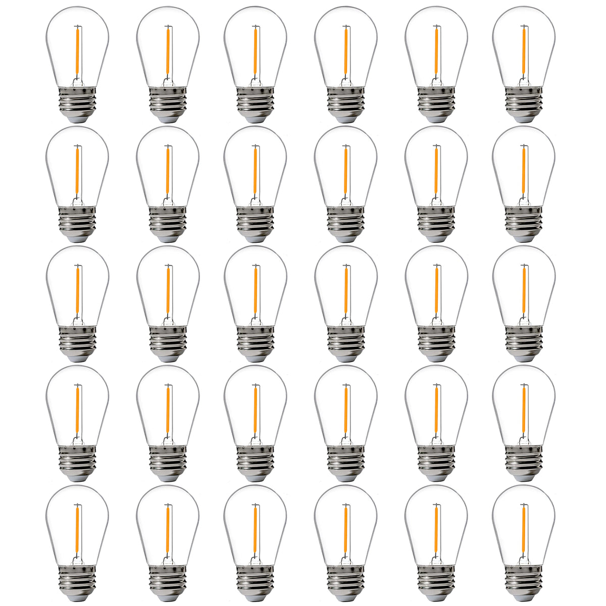 FLSNT 30 Pack LED S14 Replacement Bulbs for String Light, Outdoor LED Light Bulbs, E26 Base, 2200K Warm White, Non-Dimmable