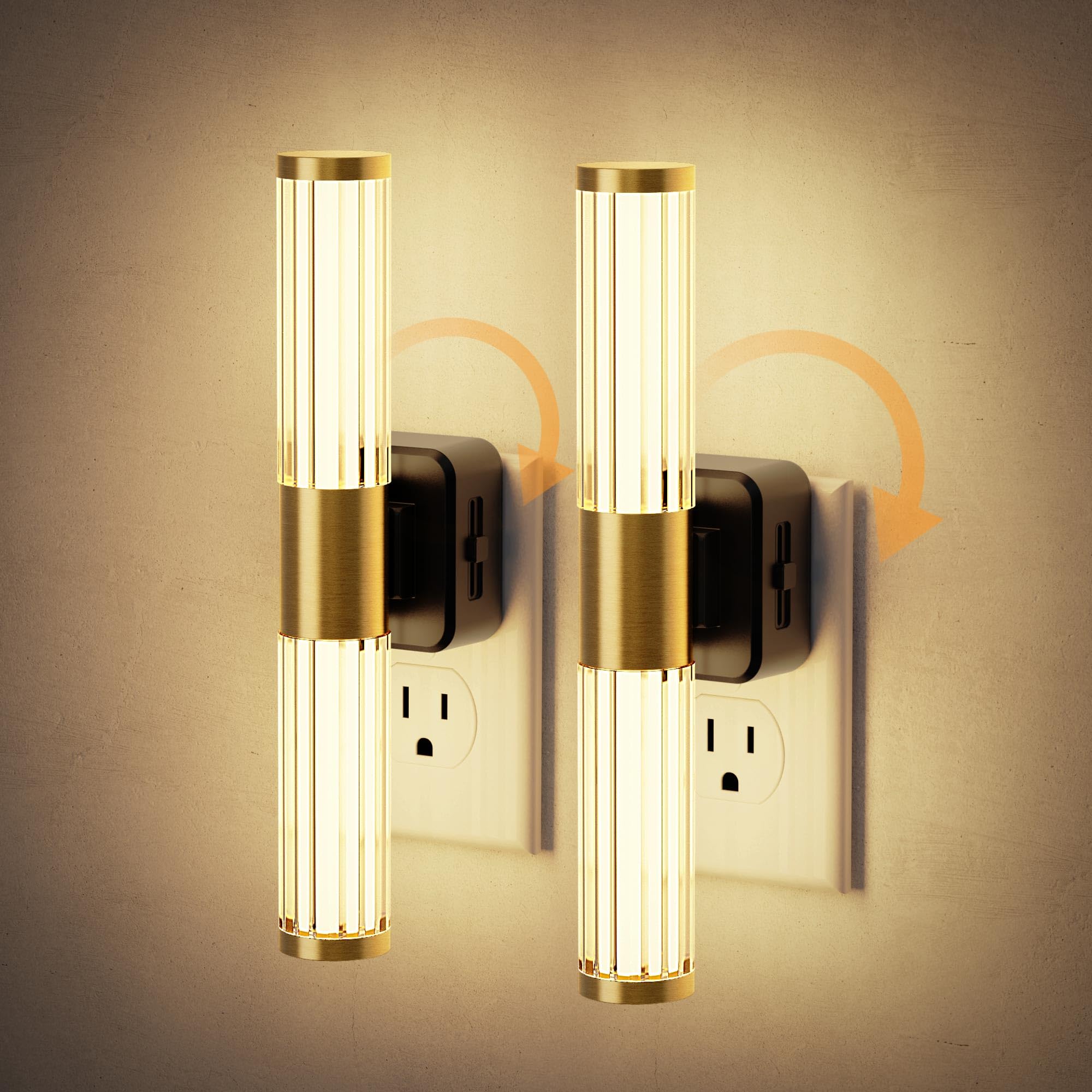 JandCase Night Light  Night Lights Plug into Wall  Soft White 3000K  0-100LM Dimmable Night Light  Vanity Light Bar for Hallway  Bathroom  Rooms[2 Pack]