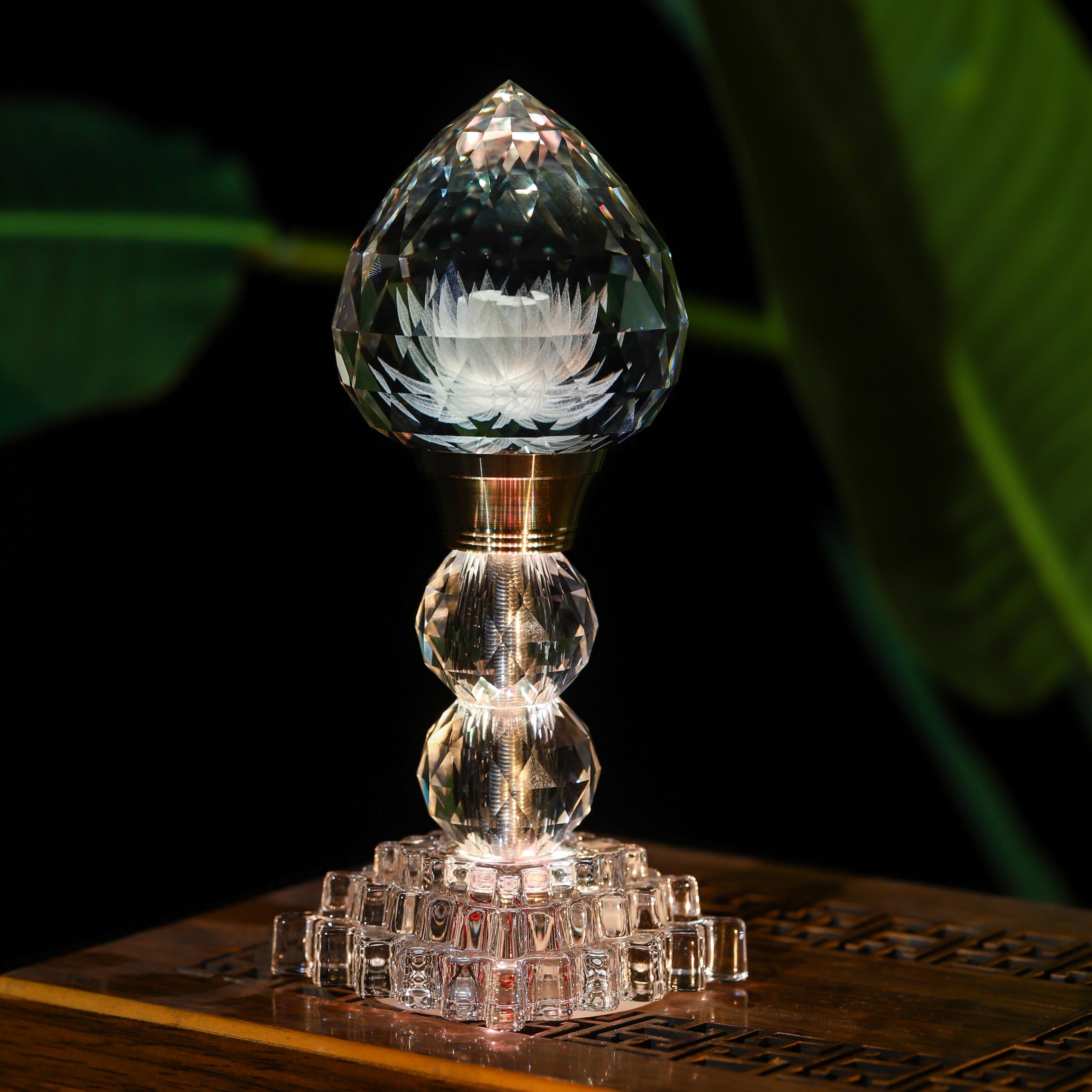 TENGFENG LED Crystal Lotus Flower Lamp - USB Powered Buddha Light for Worship  Prayer and Display Lotus Flower Light for Bedroom  Buddhist Supplies Shrine Meditation Room 8 (Lotus Bud)