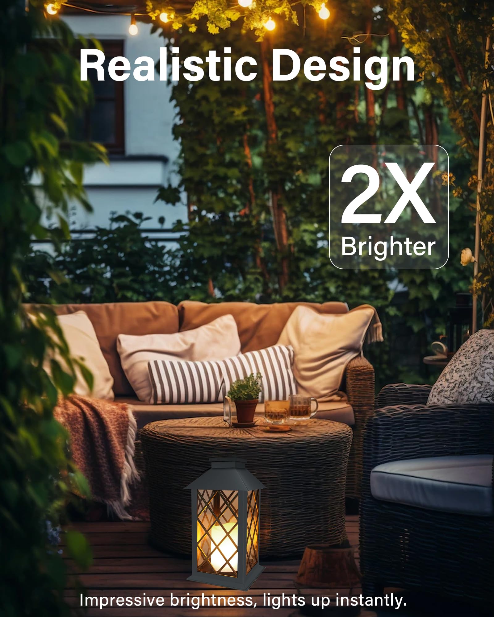 Shymery Solar Lanterns Outdoor Waterproof, 14 Inch Outdoor Lanterns With Led Flickering Flameless Candles,2 Pack Hanging Black L