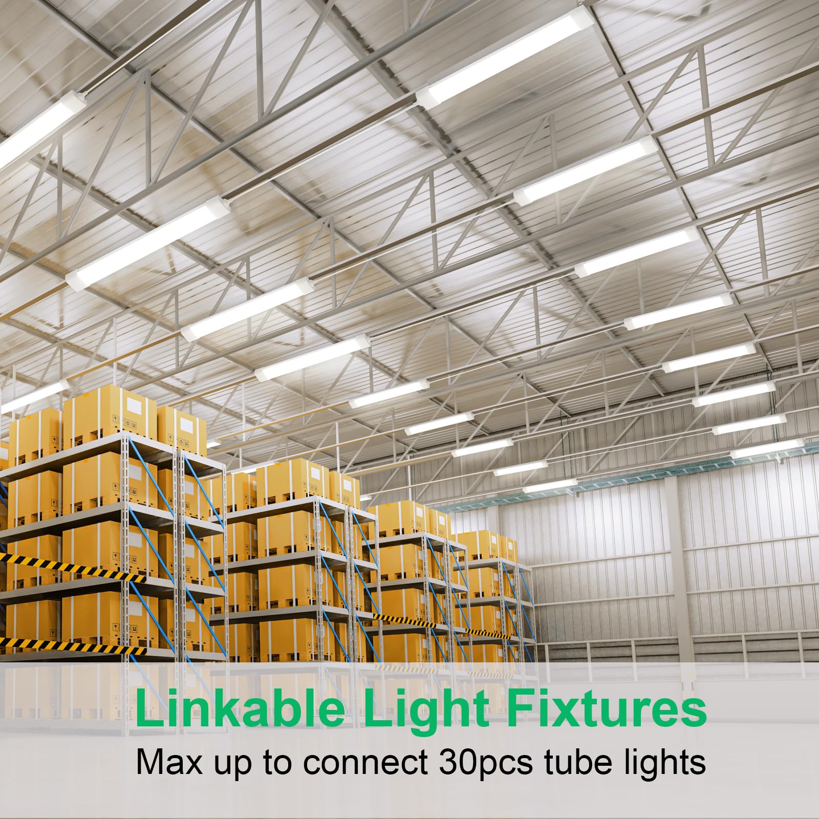 Modlicht Led Shop Light Fixtures 2Ft, 2Pcs Linkable 18W Led Tube Lights With Plug, 5000K Ceiling/Closet Light For Laundry Kitchen, 2500 Lm Super-Bright Plug In Utility Light With No/Off Switch