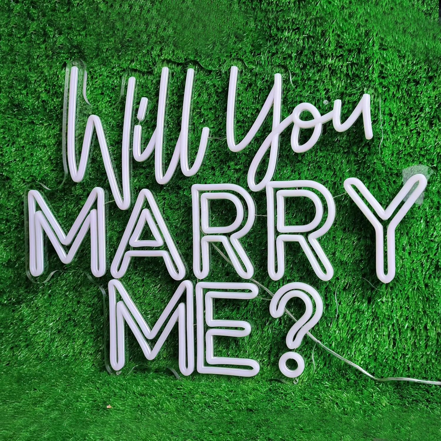 XIMAQIS Custom Neon Sign - "Will You Marry Me?" - 23x17.5in Acrylic - Warm White Wedding Decor