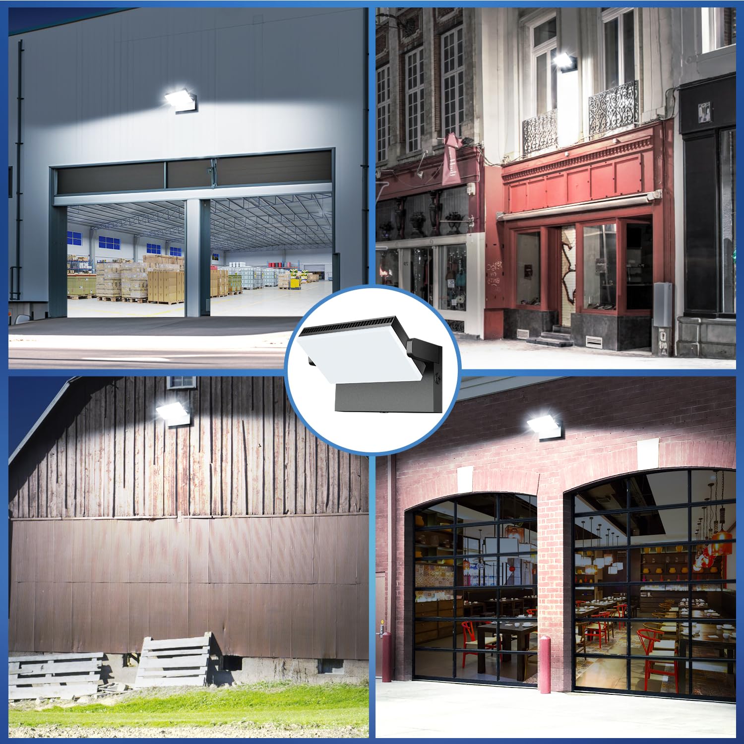 Juyace 120W Led Wall Pack Light Outdoor Security Flood Lighting Exterior Fixtures 360 Rotation 5000K For Garage Yard Barn Area Backyard Building