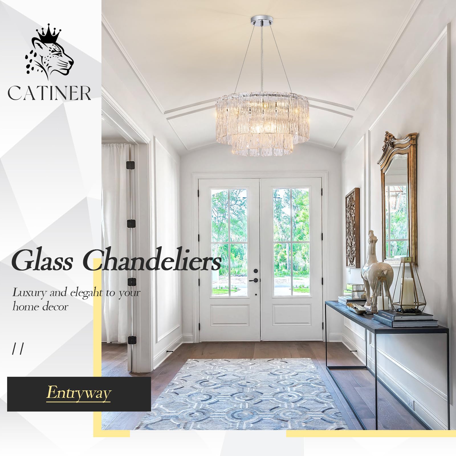Modern Chrome Chandeliers  20  7-Light Crystal Glass Ceiling Pendant Light Fixtures stylish Round Chandelier 2 Tiers Hanging Lighting For Dining Room Foyer Living Room Bedroom