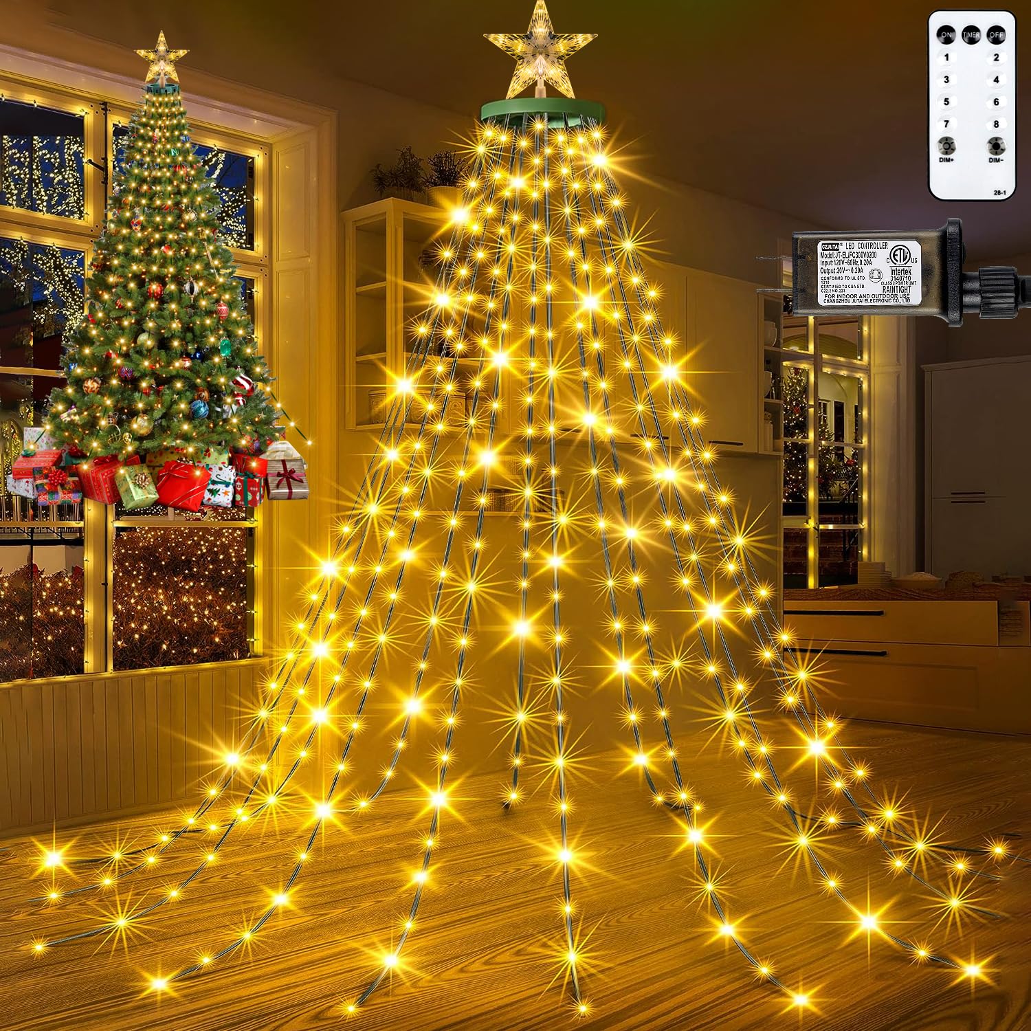 AMIPEPE Christmas Tree Lights, 400 LED Warm White Fairy Lights, 6.6FT x 16 Drop, Remote & Timer, Model SW-LSL-02-410