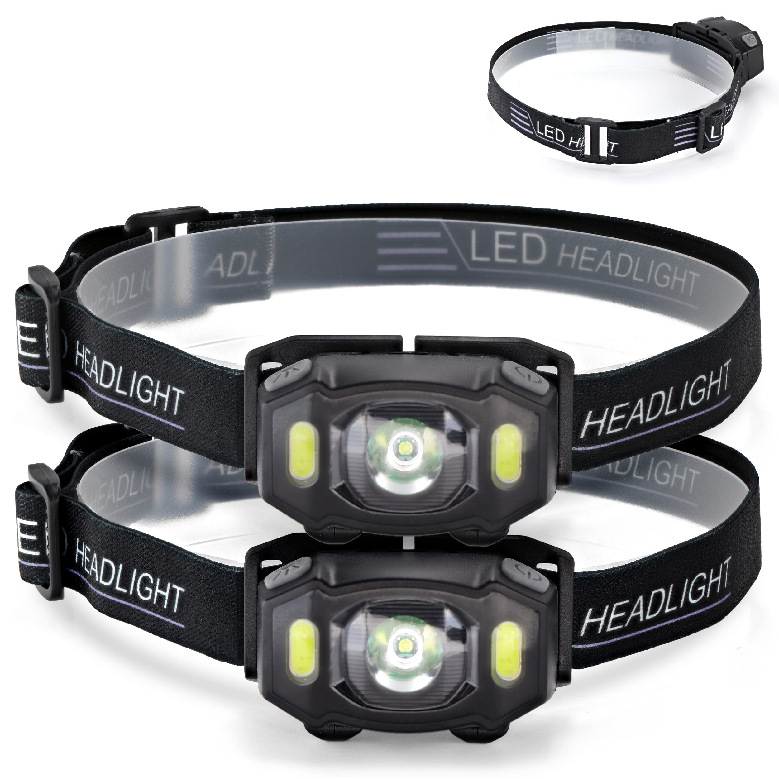 Maxopro Led Headlamp Flashlight 2 Pack - 4 Modes Shockproof Ipx4 Waterproof Headlamp With Adjustable Led Headband - Super Bright