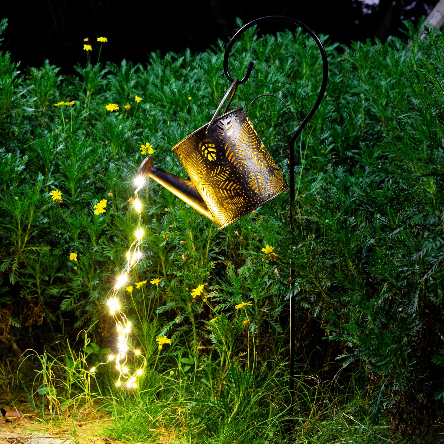 Outdoor Garden Decor Solar Lights, Large Waterproof Watering Can Landscape Lights Hanging Outside Decorations for Gardening Gift