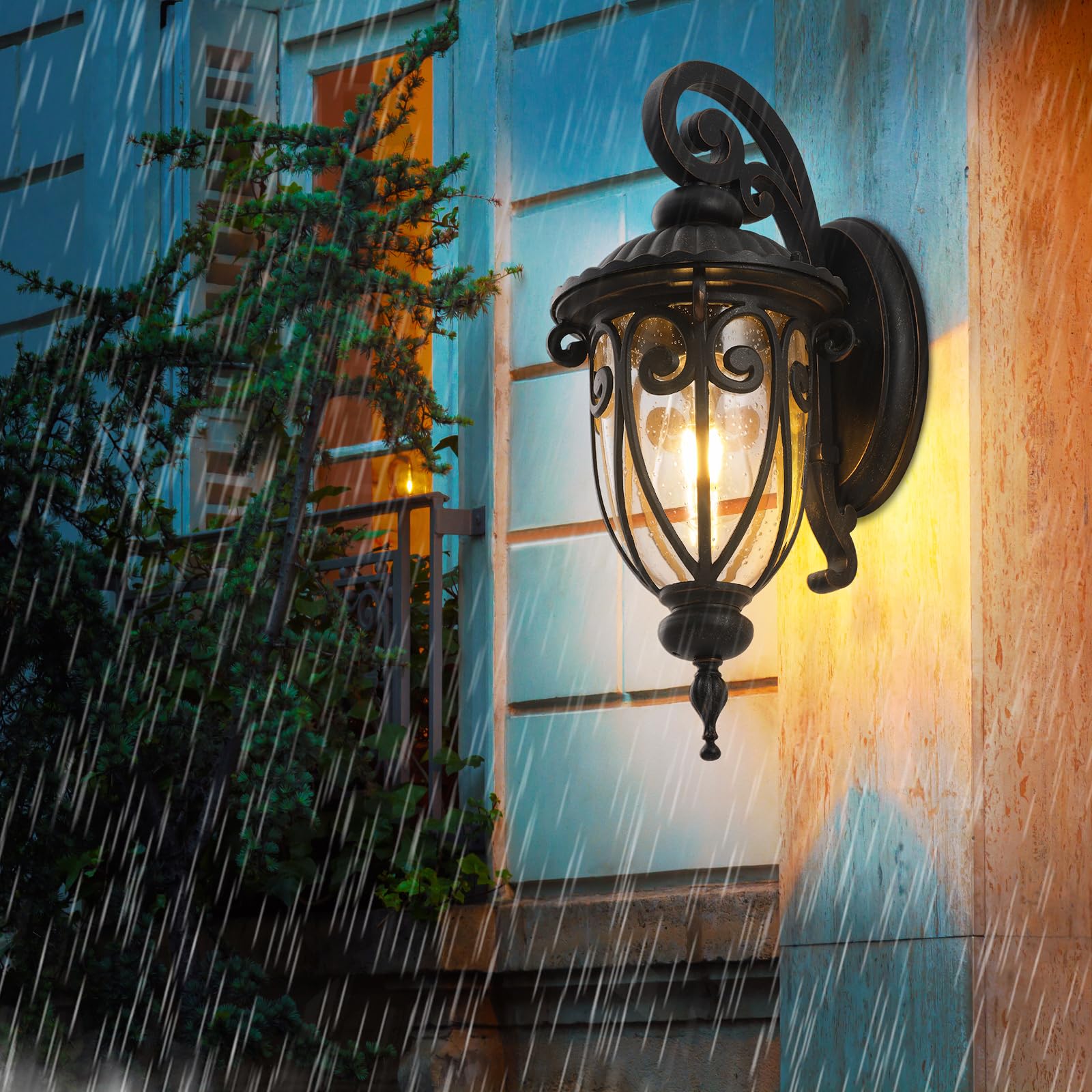 Goalplus 23&quot; Large Antique Bronze Outdoor Wall Light Sconce With Clear Glass Shade