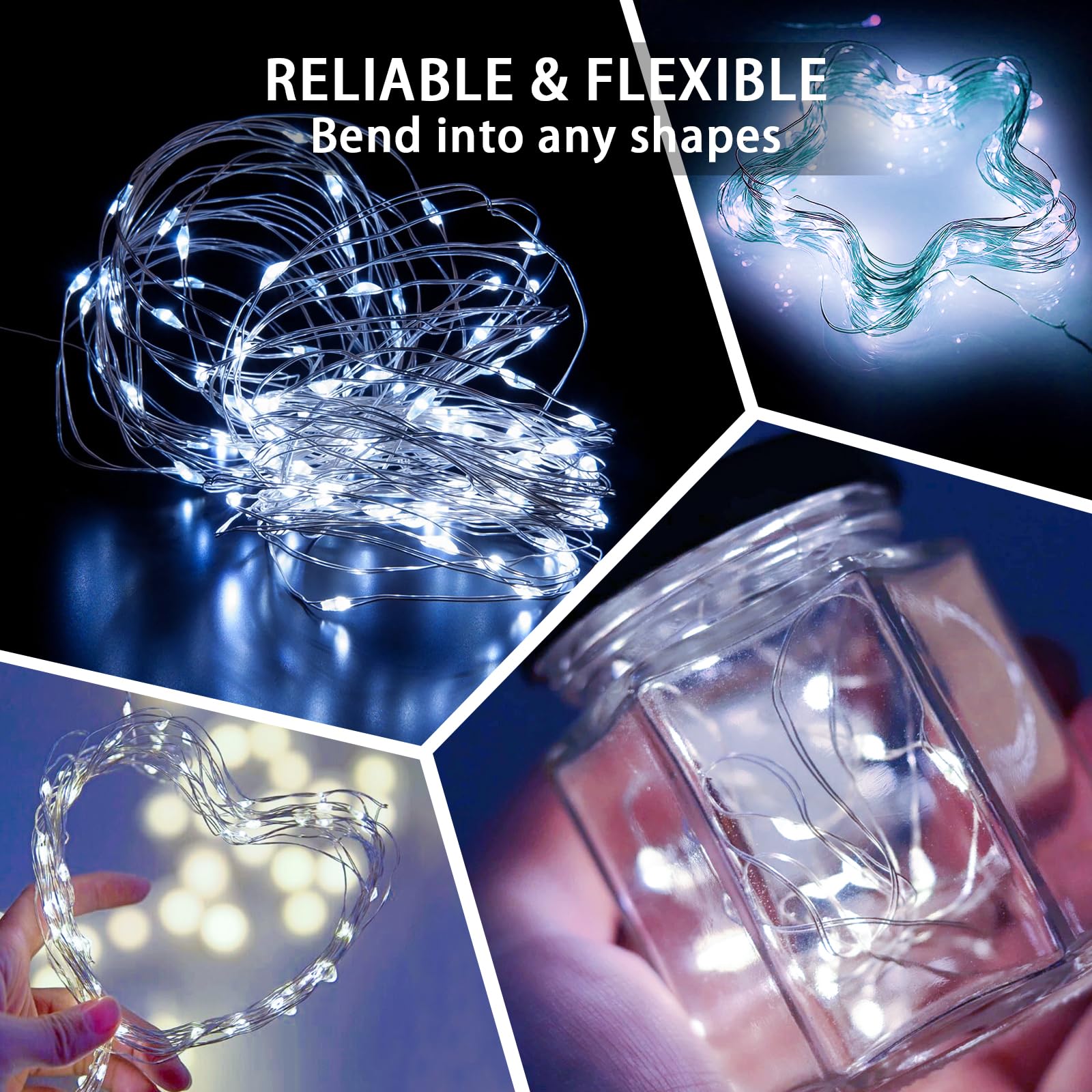 Chzk 8 Pack Led Fairy Lights Battery Operated, 7Ft 20Led Mini String Lights Waterproof Twinkle Lights Firefly Starry Moon Lights For Mason Jars Wedding Christmas Party Bedroom Decor