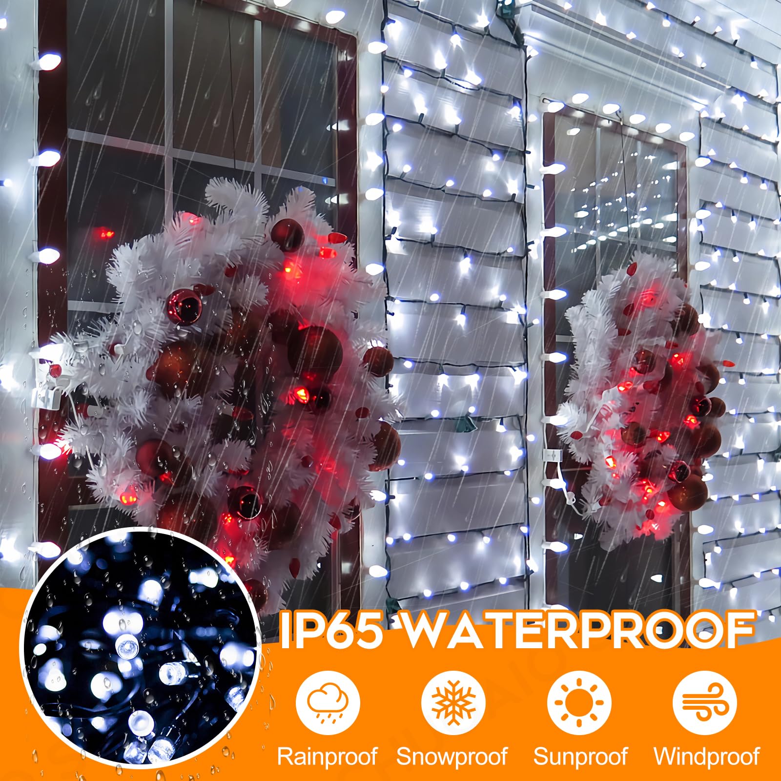 Battery Christmas Lights With Remote, 66Ft 200Led Fairy Lights Battery Operated With Timer 8 Modes Waterproof For Outdoor Home Garden Party Holiday Xmas Christmas Trees Decoration (Cool White)