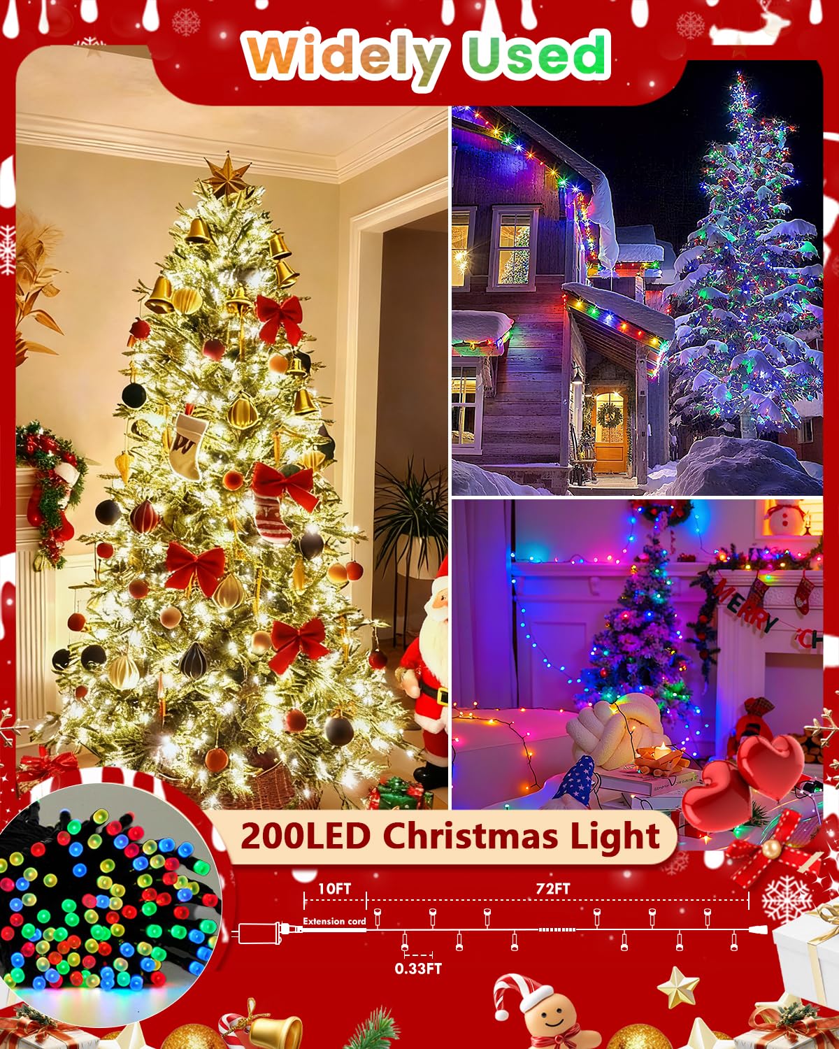 Smart Color Changing Christmas String Lights  206Ft 600Led App Control Rgb Led String Lights With Remote & Timer  Waterproof Twinkle Christmas Tree Lights Indoor Outdoor Holiday Xmas Tree Decorations