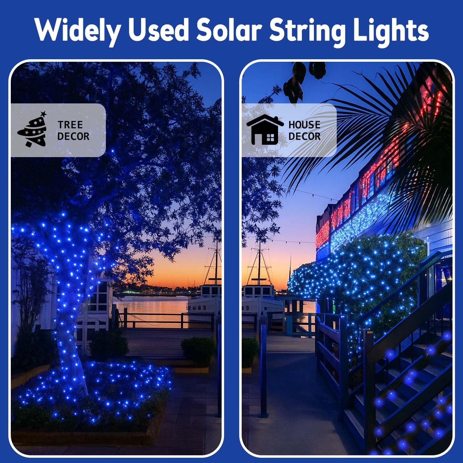 4 Pack 180Ft Solar Christmas Lights Outdoor Waterproof  Super Bright 320 Led Solar String Lights With 8 Lighting Modes  Green Wire Twinkle Tree Light For Outside Xmas Party Decorations (Blue)