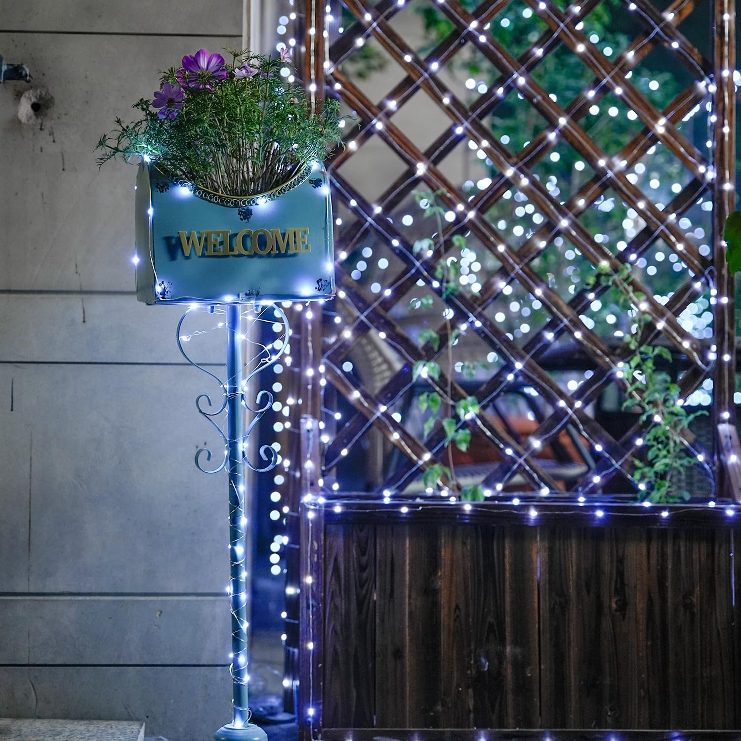 JMEXSUSS 200 LED Fairy Lights, 66ft White Waterproof Christmas Lights, 8 Modes, Model JMF-S-0200