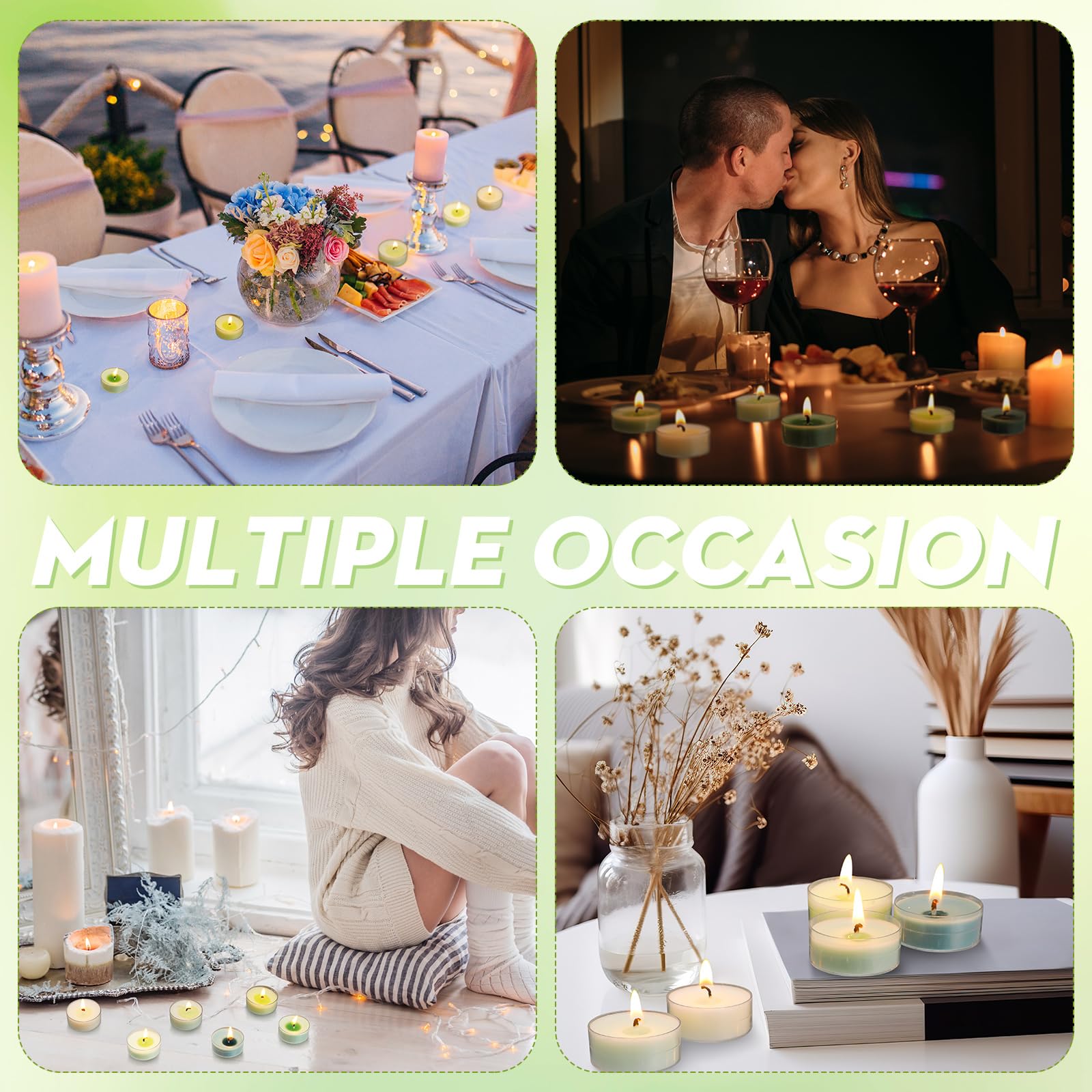 Conelist 24 Pack Colored Scented Tealight Candles Bulk Spring Small Fragrance Tea Lights in Clear Cups Colored Warmer Candles Ar