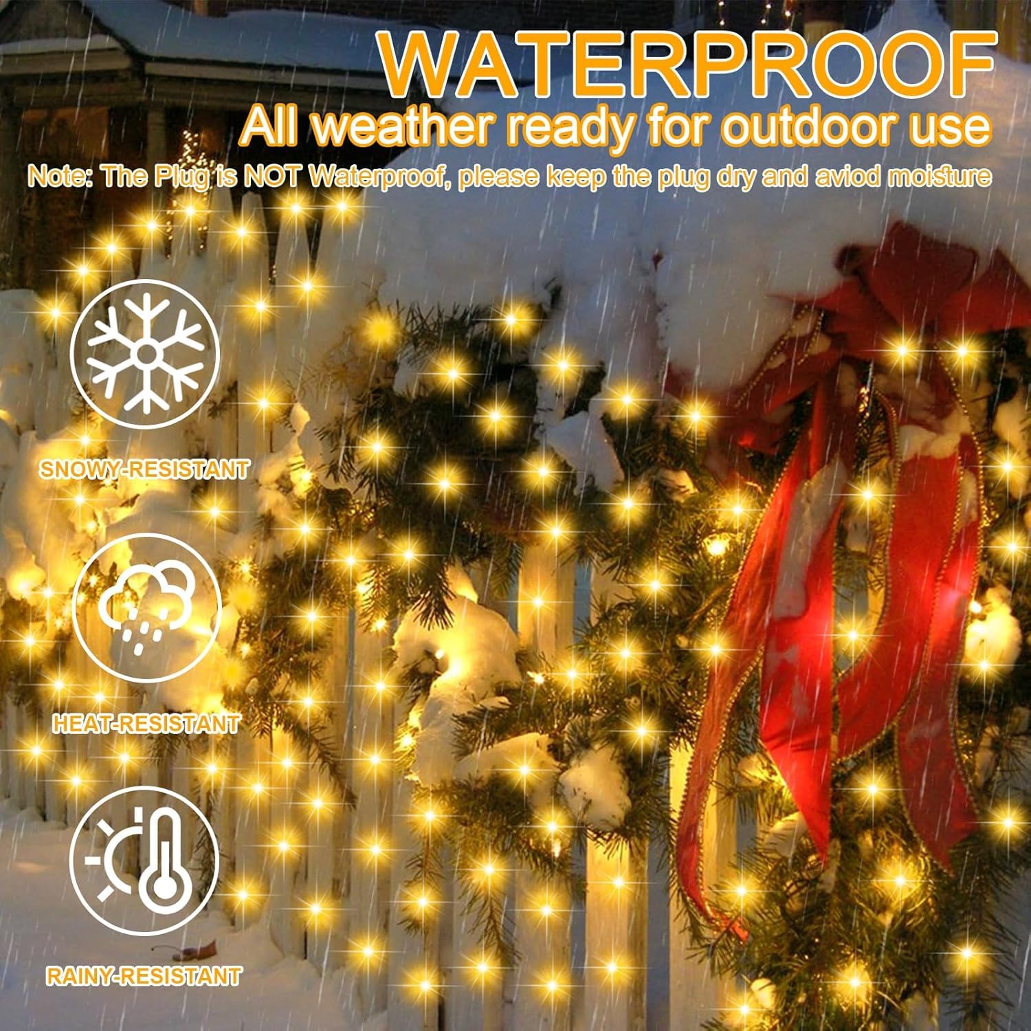 Flvoecn 98Ft 300Led Christmas Lights - Outdoor Decorations With 8 Modes, Memory Timer & Waterproof Plug-In Fairy String Lights F