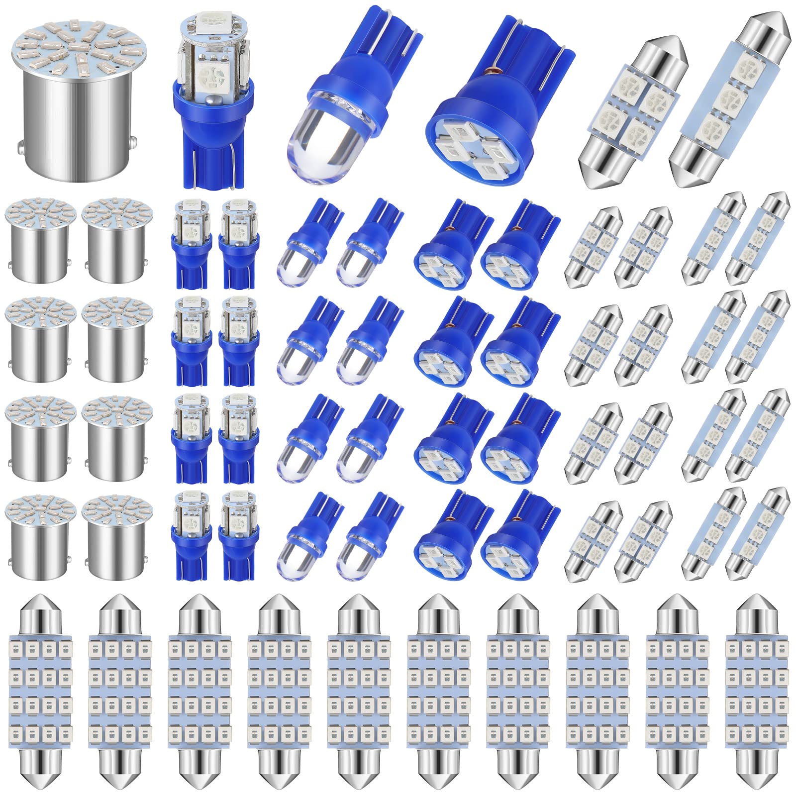 Frienda 70 Pieces Led Car Bulb Kit Interior Light, License Plate Light, Blue