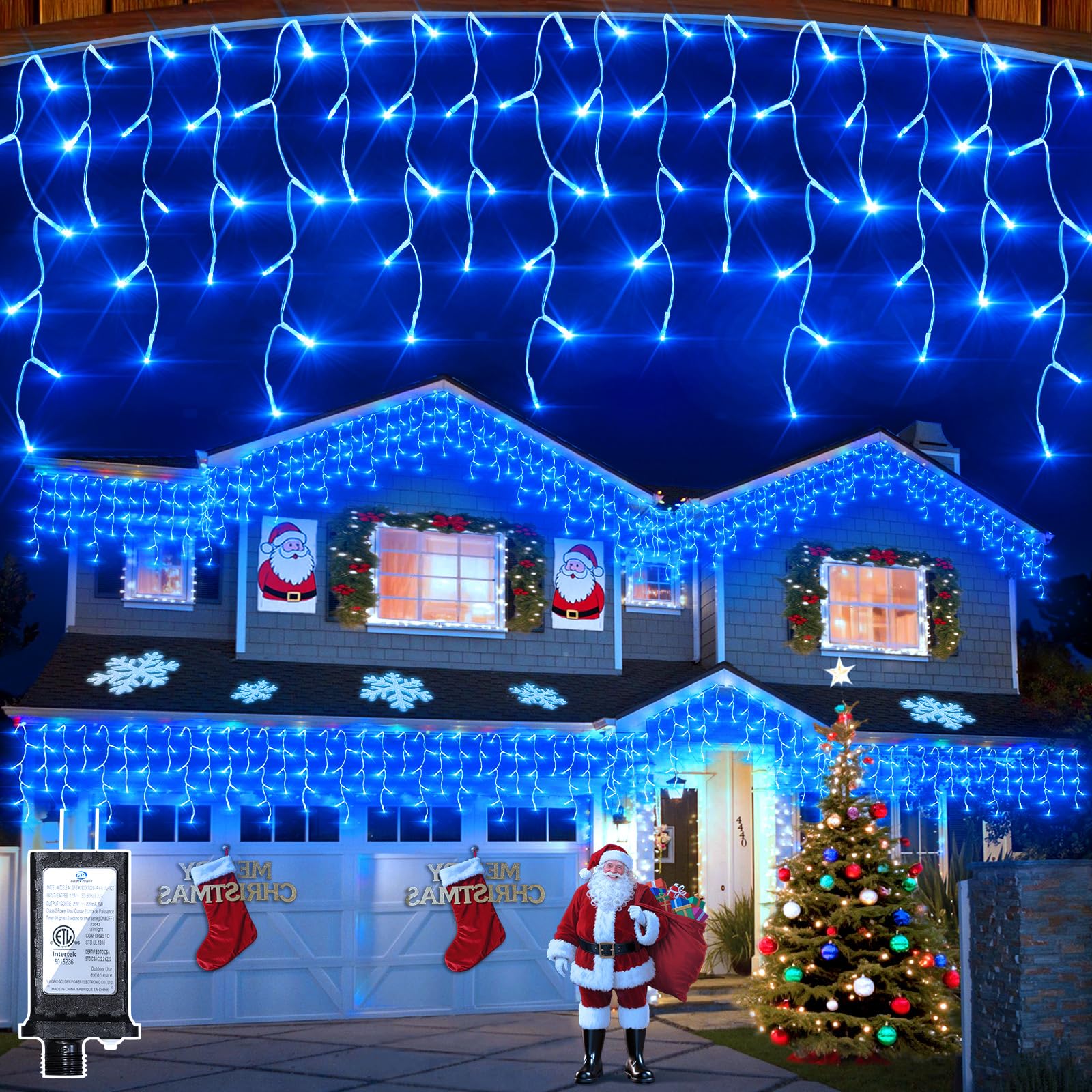 XIKENGSHQ LED Christmas Lights, 810 Drops, 82ft, 12 Modes, Dimmable, Waterproof, Blue, Model WX-810L