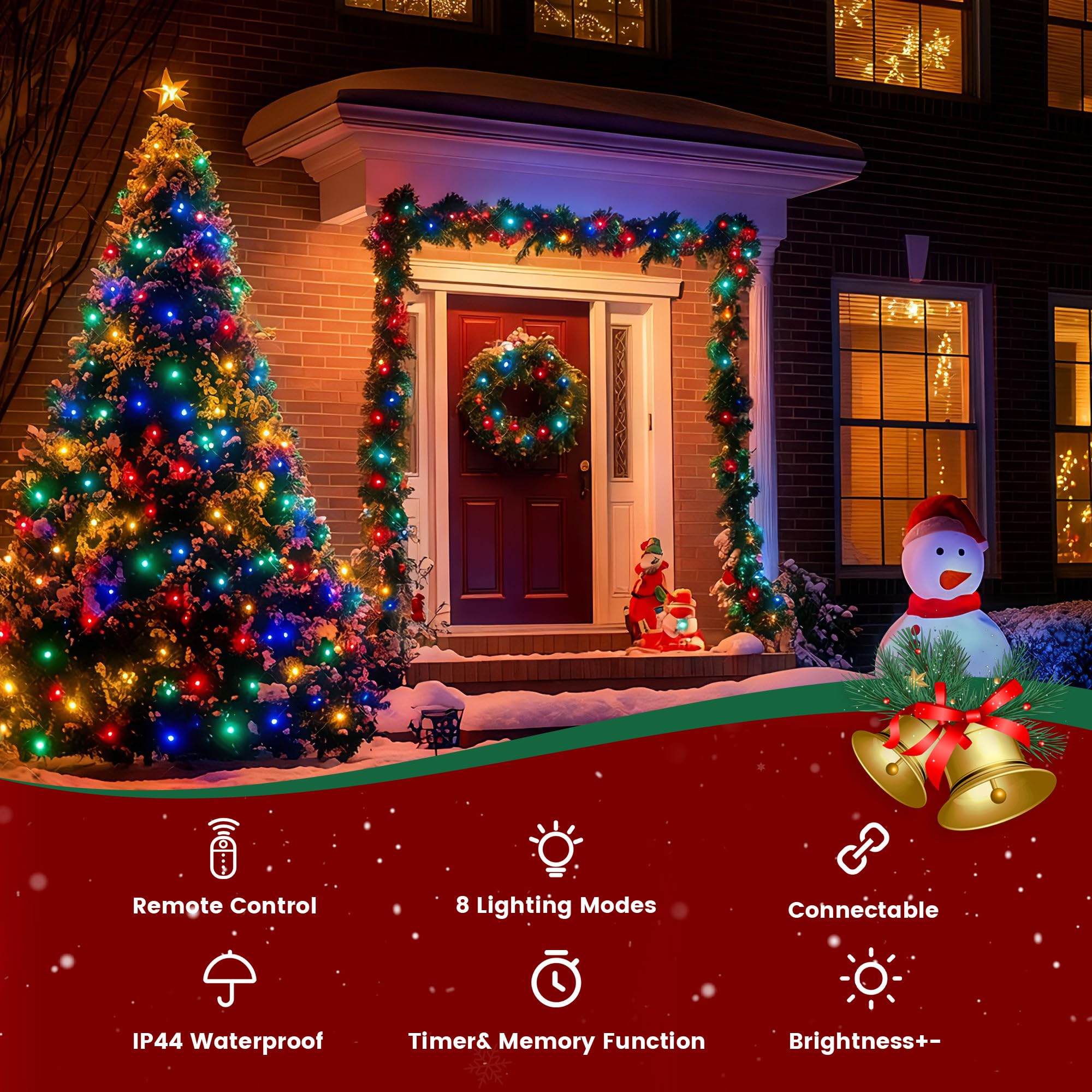 Banbanjo Christmas String Lights Indoor Outdoor Clear Wire  200 Led 66Ft Multicolor Christmas Lights Outdoor For Bedroom 8 Mode  Twinkle Fairy Light Plug In For Home Wedding Tree Yard Patio Decoration