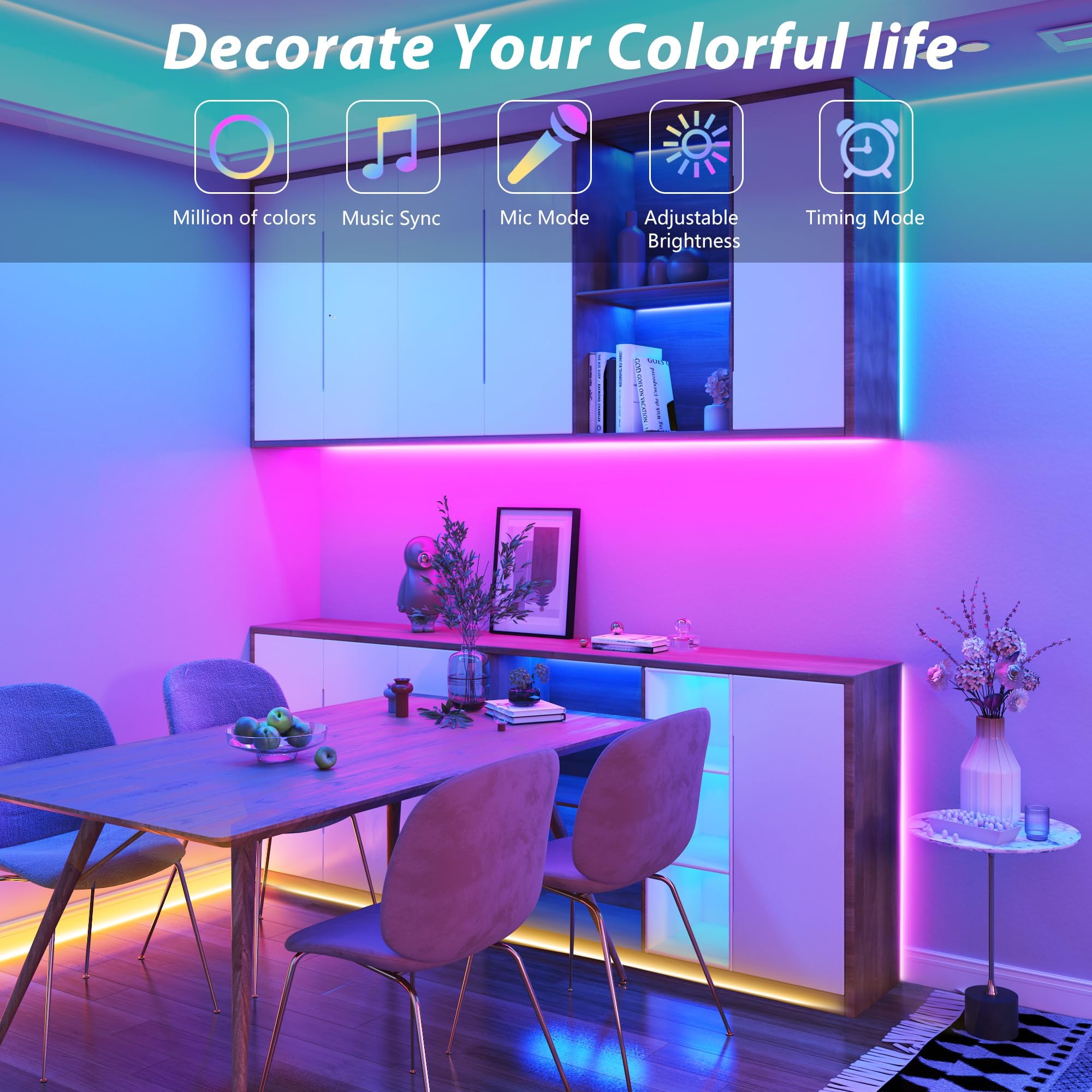 Ledagic 400Ft Outdoor Led Strip Lights Waterproof, Ip68 Outside Led Light Strip Waterproof With Remote And App Control, Exterior