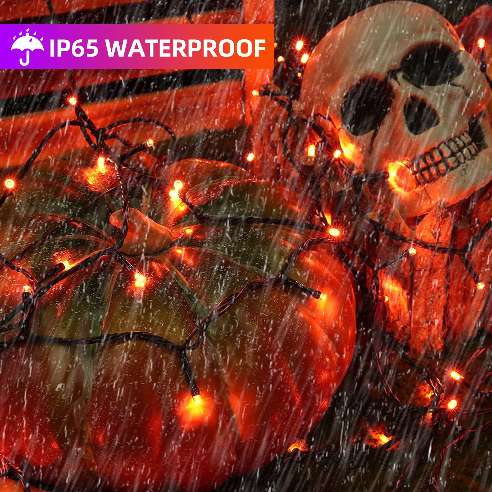 XTF2015 105ft Color Changing LED String Lights - Waterproof Orange Purple for Halloween Indoor Outdoor Decor