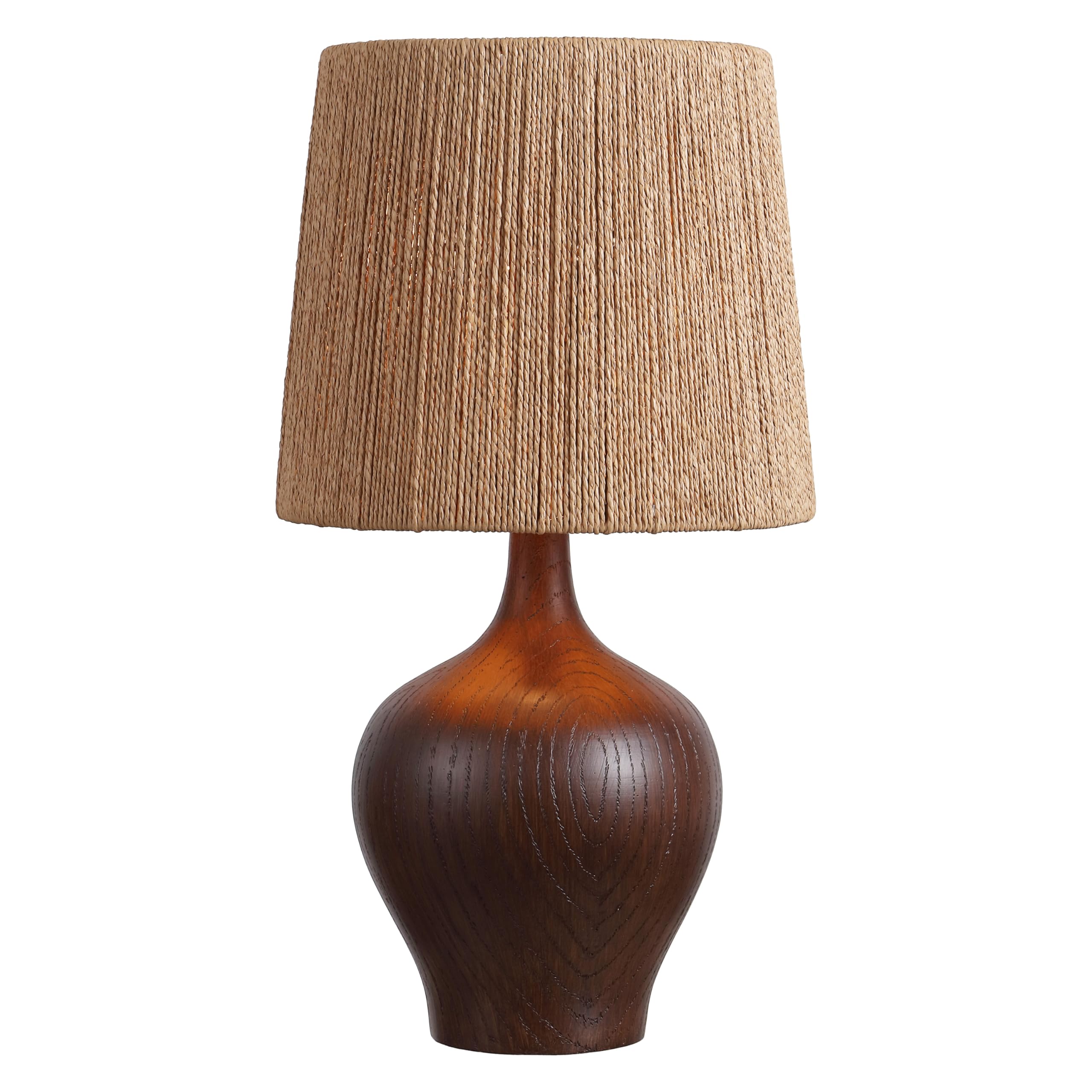 JONATHAN Y 23 Dark Brown Wood Finish Rustic Farmhouse Resin Gourd LED Table Lamp for Bedroom, Living Room, Nightstand, with Brow