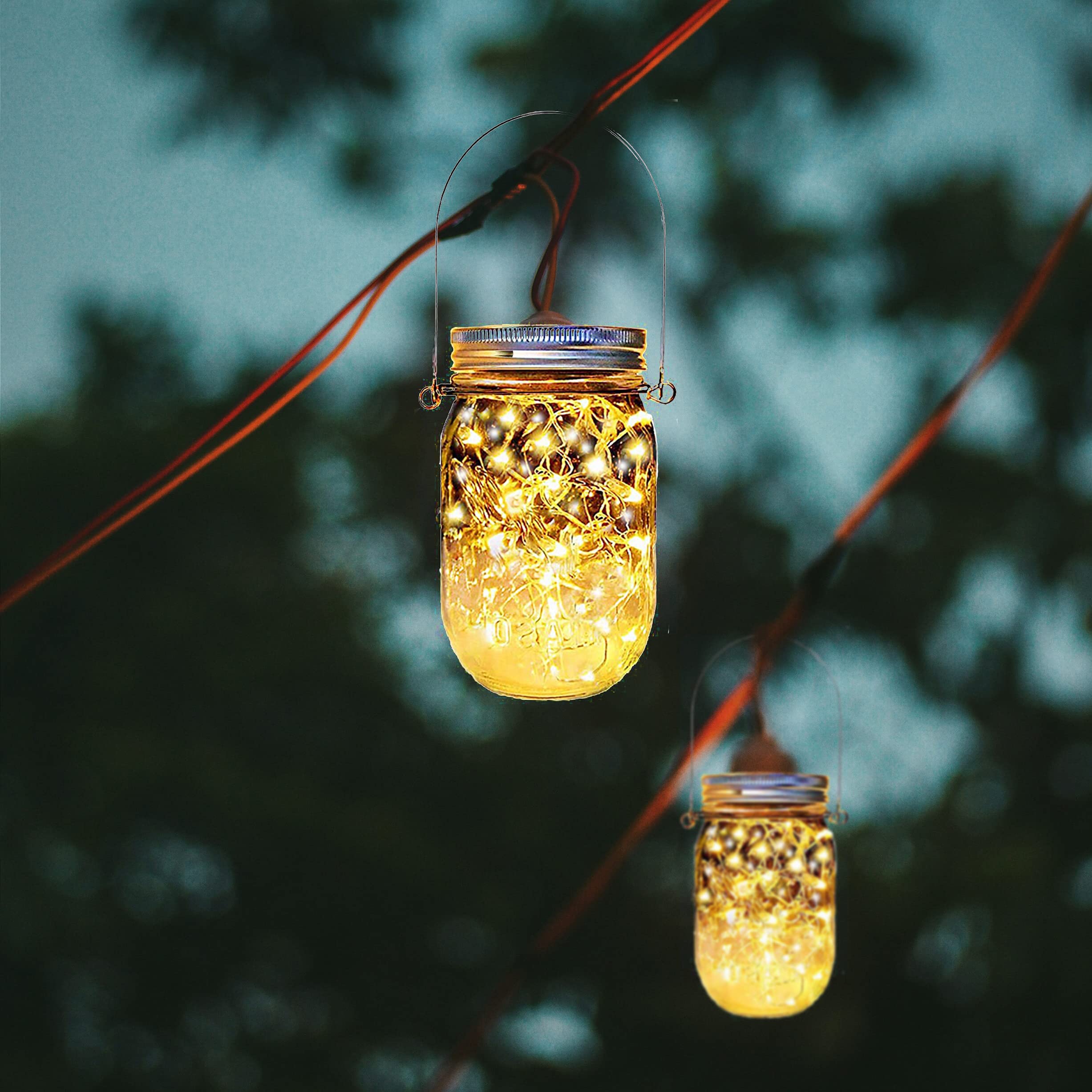 Ostritec 12 Pack Solar Mason Jar Lights With 30 Led Fairy Lights - Warm White Outdoor Decor