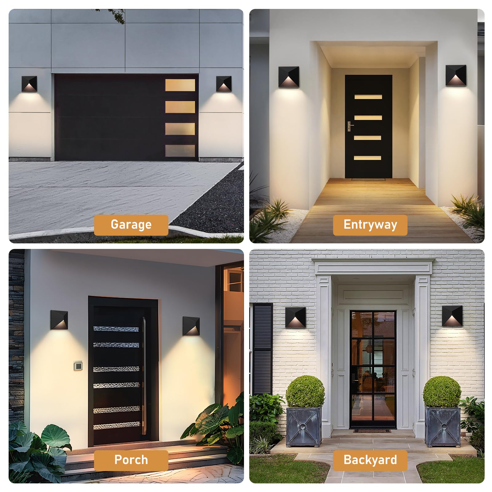 QQCherry 8W LED Outdoor Wall Sconce, Waterproof Black Fixture for Porch, Patio, Garage, Entryway, Model DCS-16006-001, 3000K