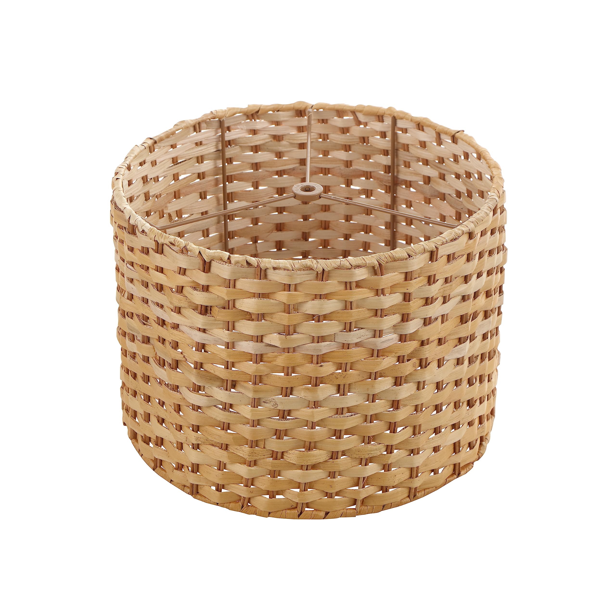 Aspen Creative 31602, Drum Spider Lamp Shade, Natural Banana Leaf, 12&quot; Top x 12&quot; Bottom x 9&quot; Slant Height