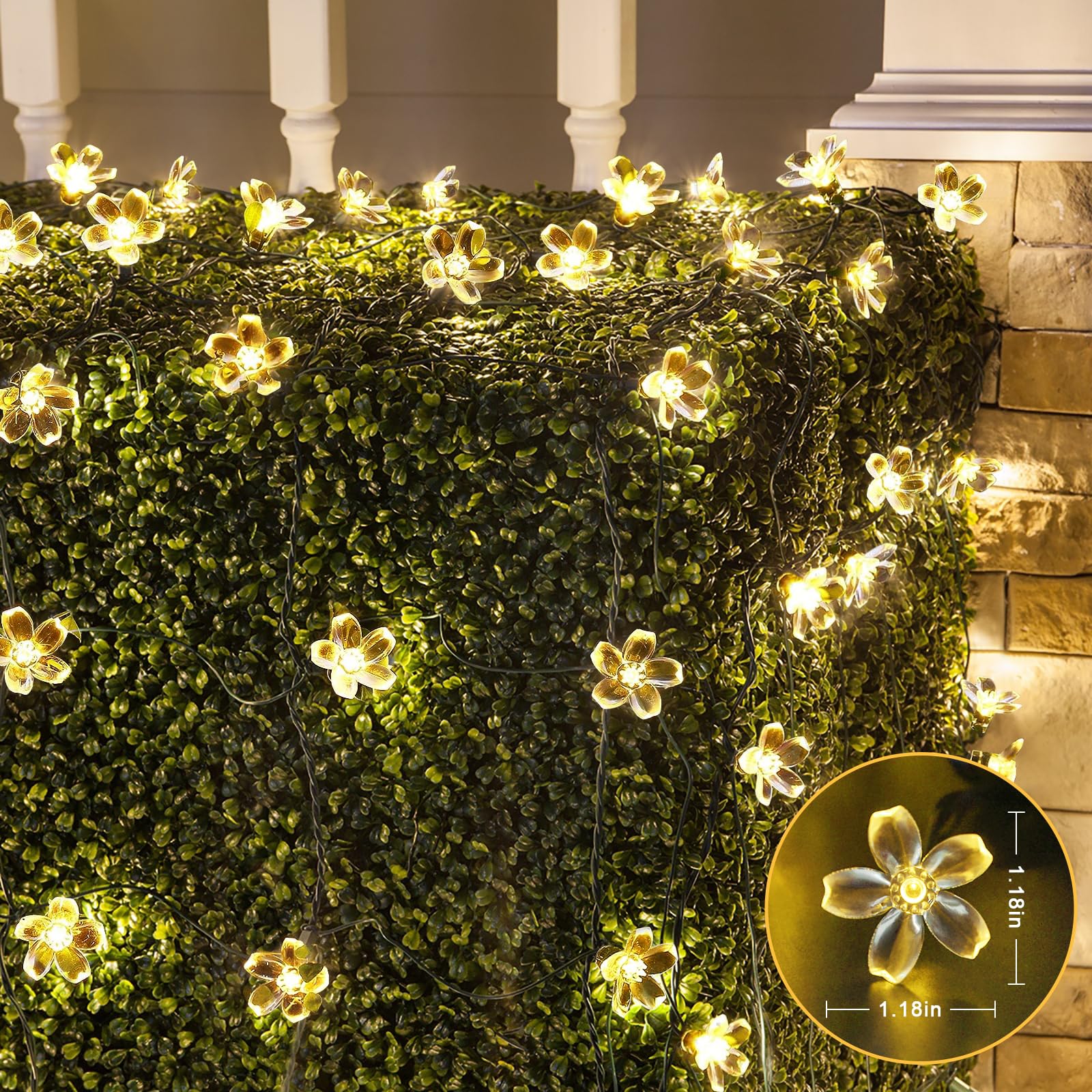 Jmexsuss Solar Net Lights With Flower Outdoor Waterproof, 5 X 5Ft Solar Net Bush Lights Outdoor Mesh Lights, 8 Modes Net Christm