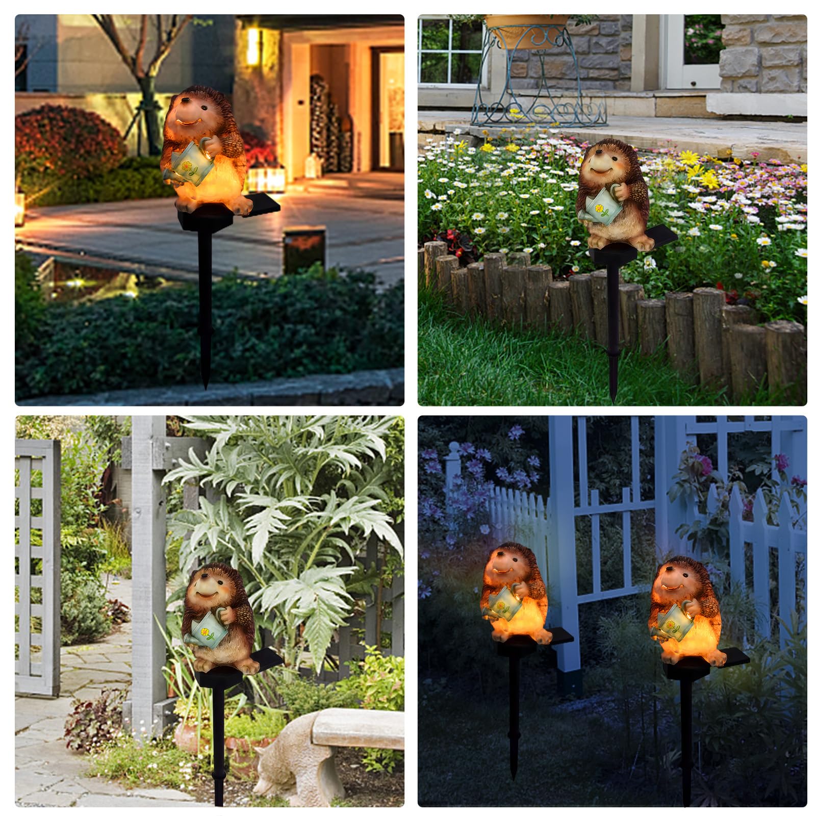 Qh & Garden Solar Light Outdoor Decor Solar Led Hedgehog Stake Lights  Ip55 Waterproof Animal Figurines Decorative Light For Yard Patio Garden Lawn Balcony-Hedgehog Ornament Gift For Grandma