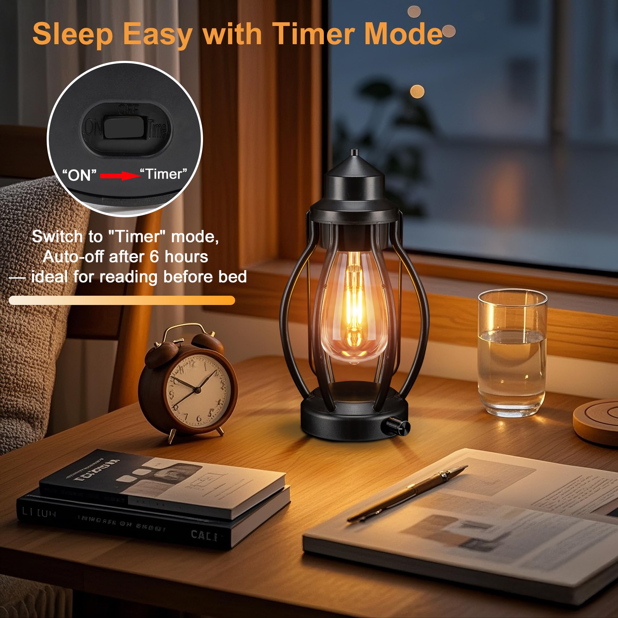 pearlstar Rechargeable LED Lanterns, 2 Pack Vintage Portable, Fully Dimmable, Black, Model 1710 for Outdoor & Indoor Use