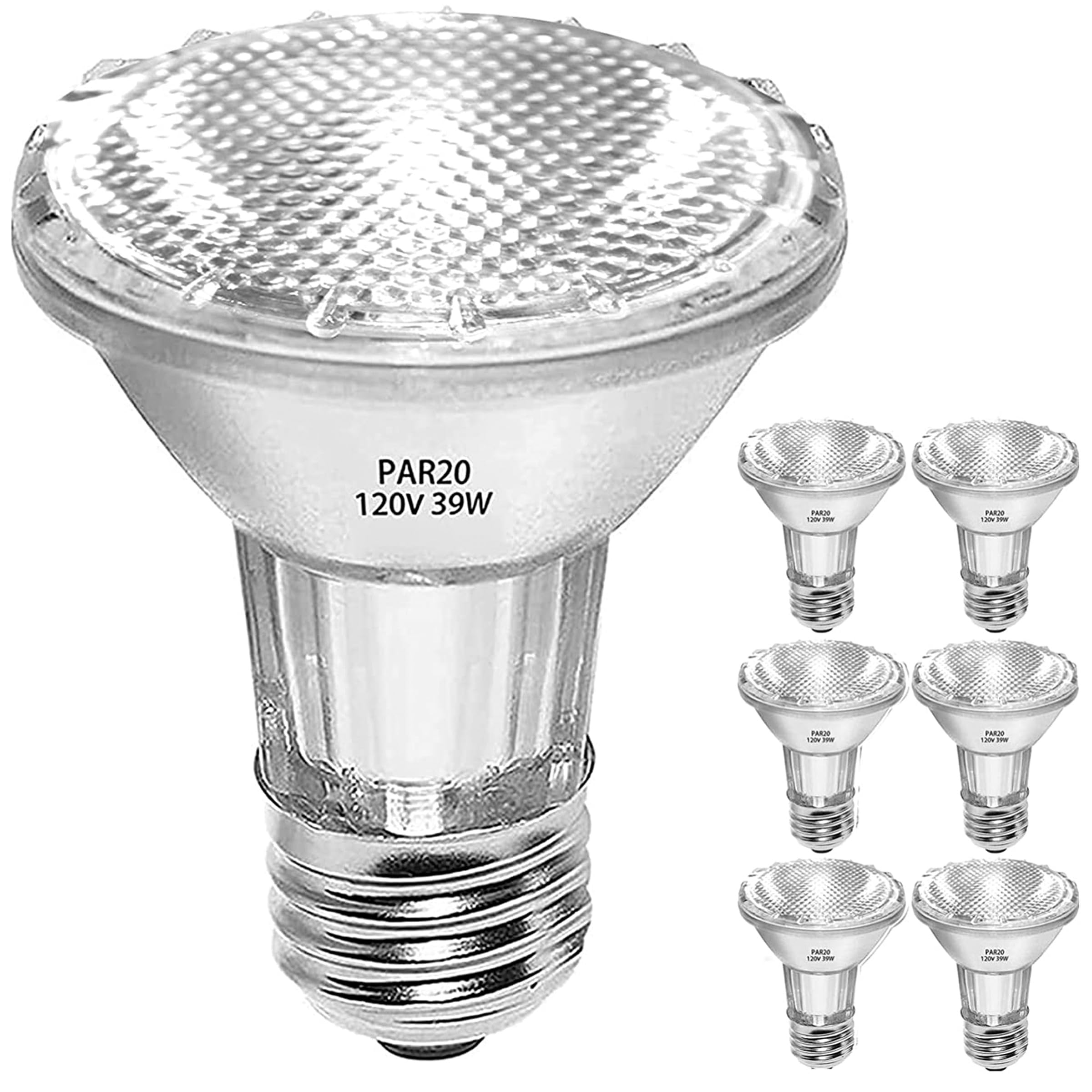 Jaenmsa PAR20 Flood 39W 120V Halogen Light Bulbs 6 Pcs, PAR20 39W ECO Halogen Bulb Warm White 2700K, Dmimable Par20 E26 Halogen