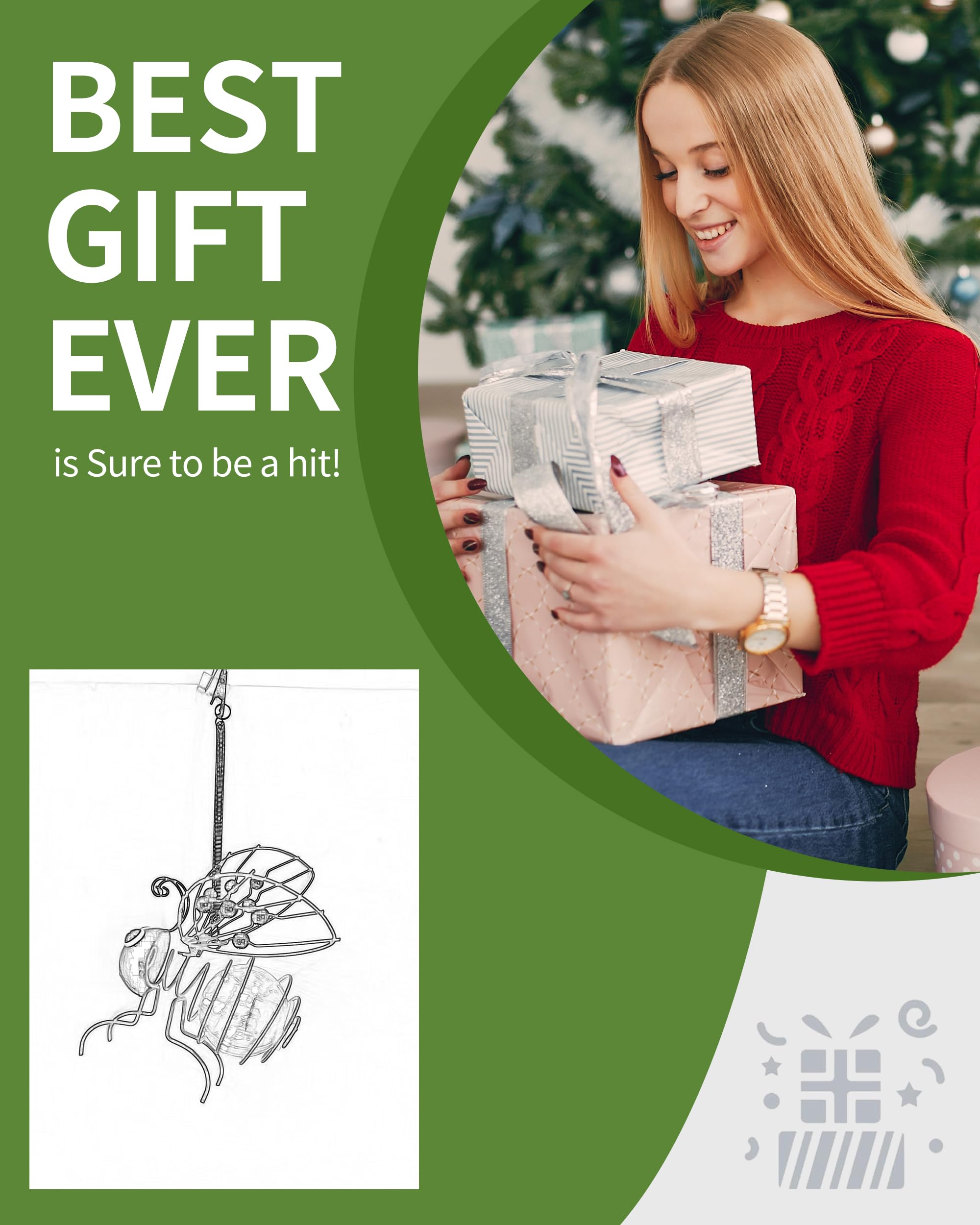 Istatue Solar-Powered Hanging Metal Ladybug Light Garden Decor | Lady Bug Sculpture With Bouncy Springs | Summer Outdoor Art Decorations (Red)